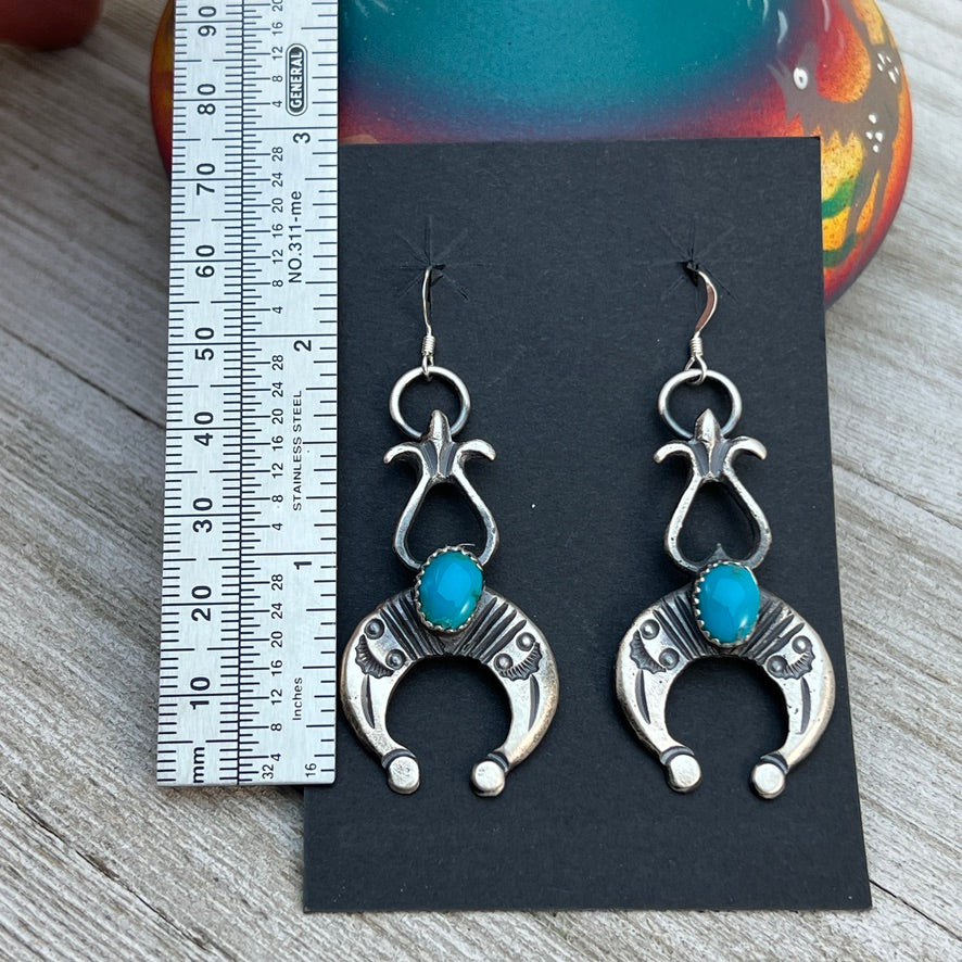 Tufa cast Naja earrings, sterling silver turquoise Navajo Eva & Linberg Billah 2