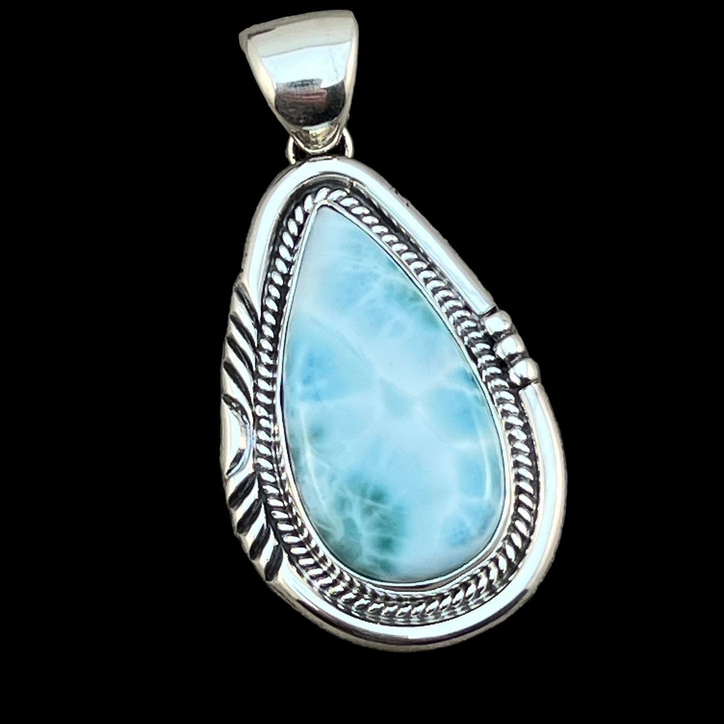 Larimar Pendant Sterling Silver Navajo handmade Junior Begay 531