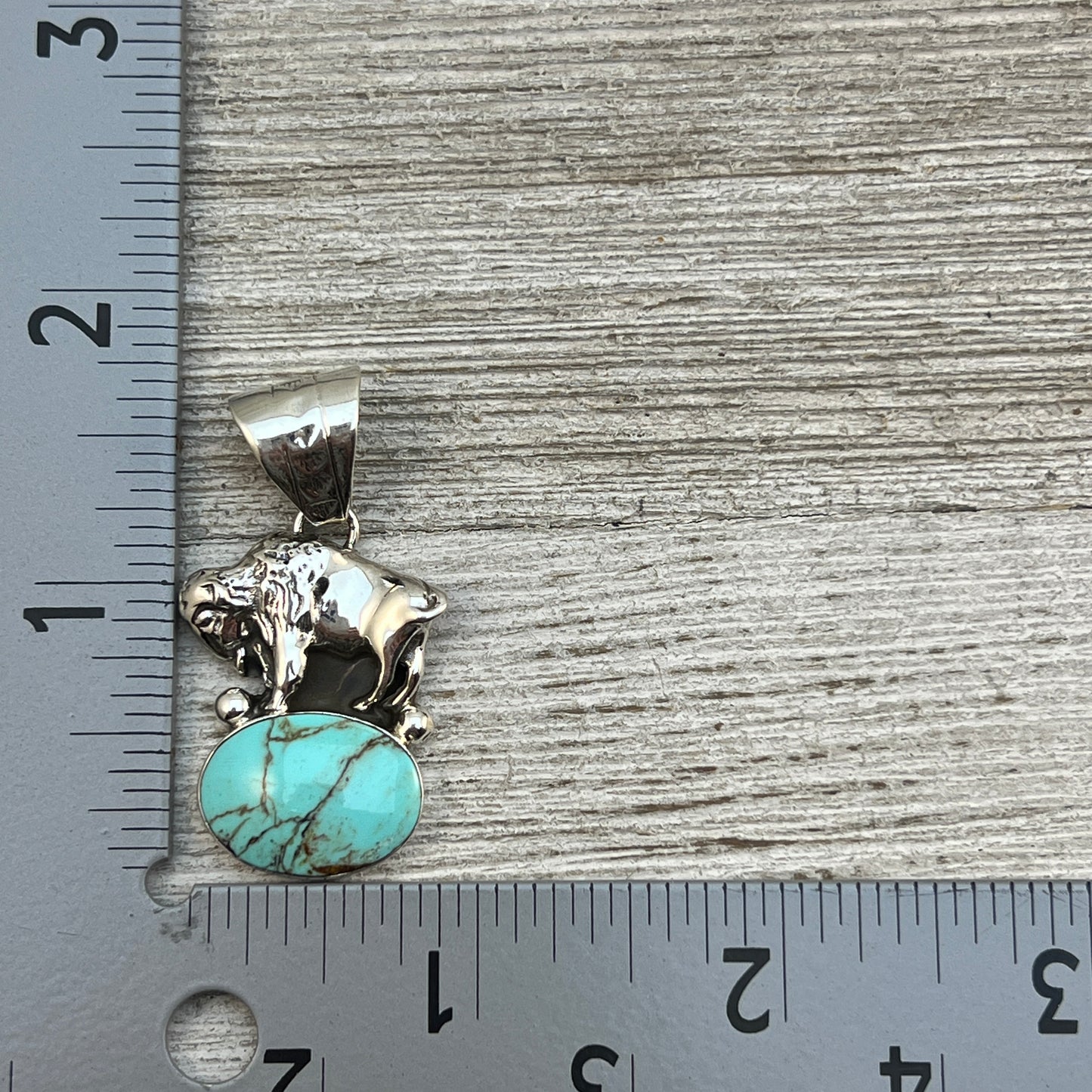 Turquoise Buffalo Pendant Navajo Arthur Bruggeman sterling silver men women