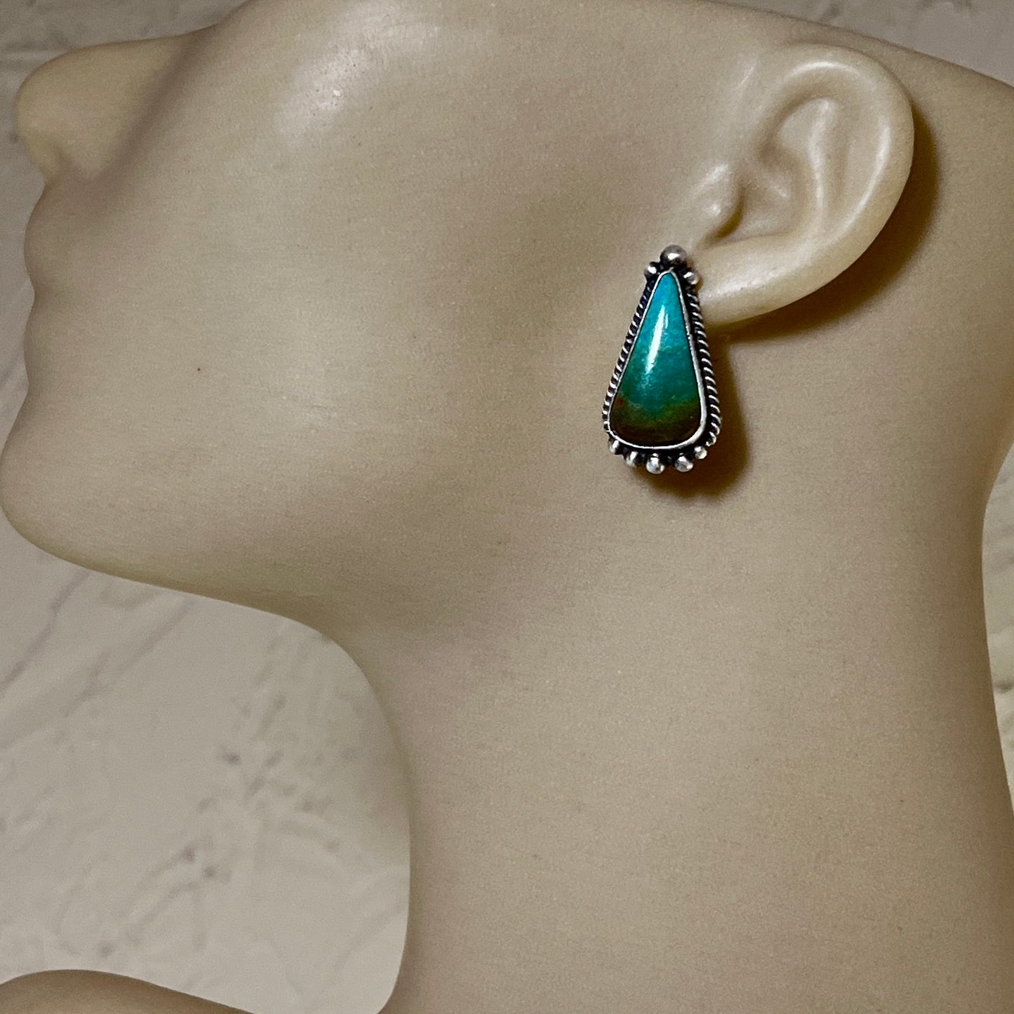 Green Royston Turquoise stud earrings sterling silver Elouise Kee