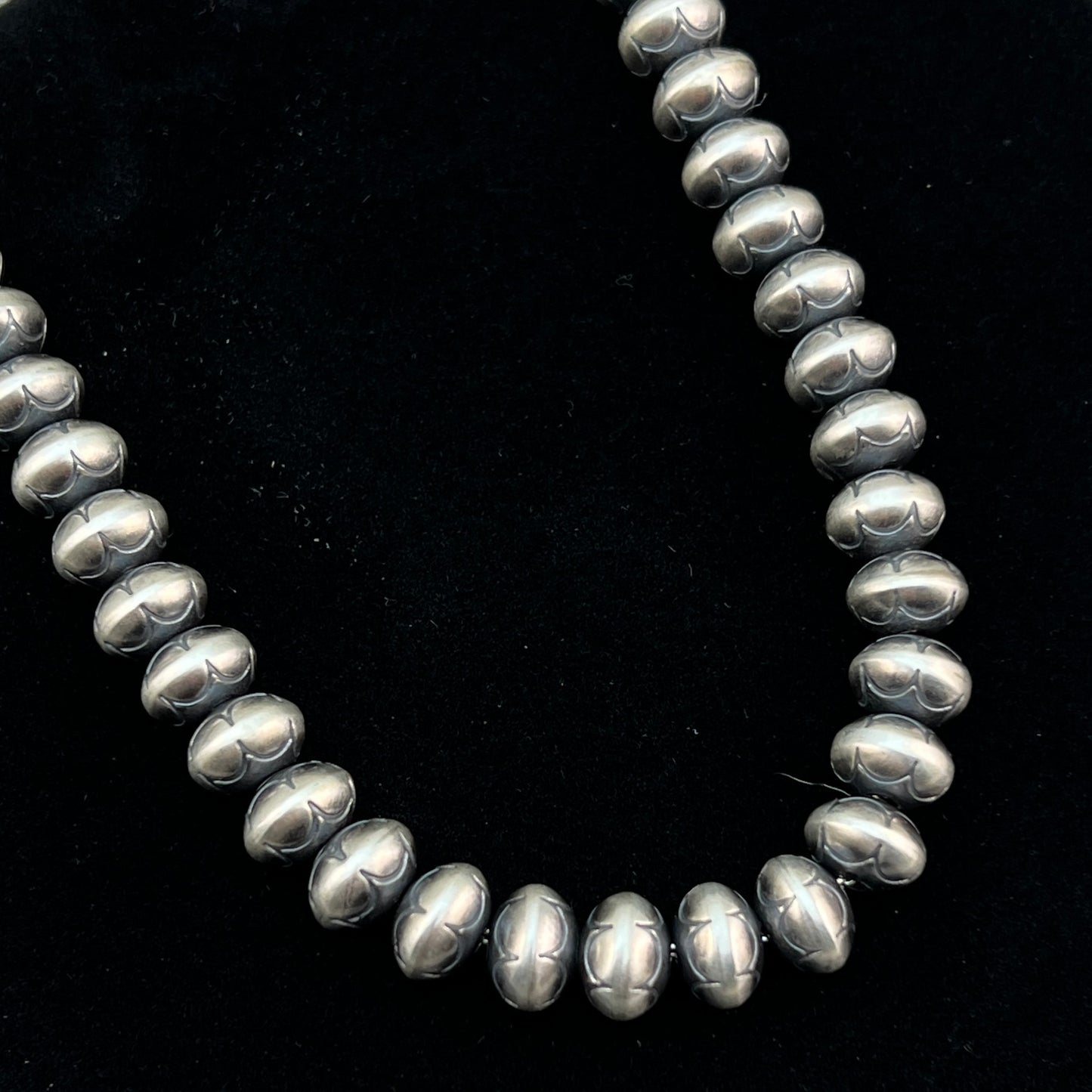 18 1/2" Sterling silver stamped handmade Navajo Pearls Beads Dorinda Mariano signed