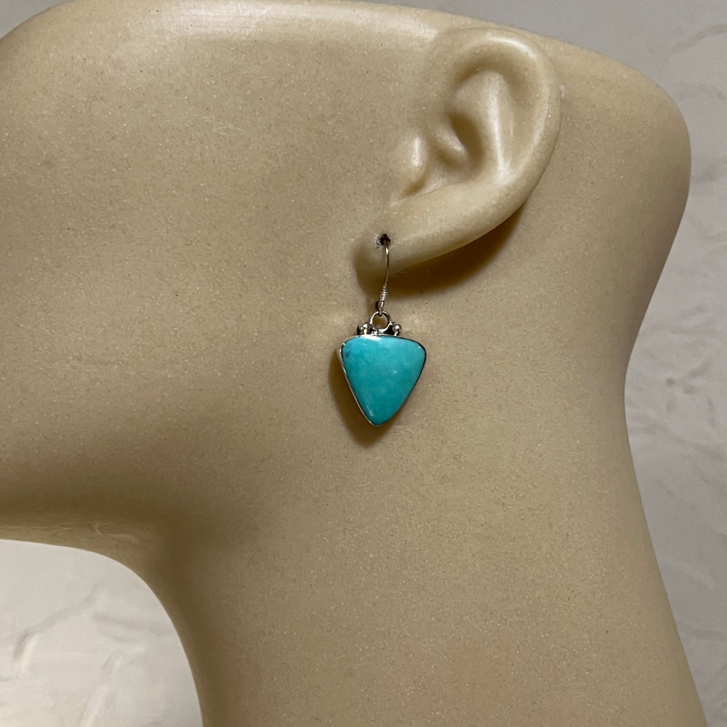 Sterling silver varisite dangle earrings Navajo handmade Arlene Lewis 3