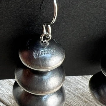 Handmade Sterling silver Navajo Pearls Earrings by Navajo artist, Tonisha Haley, signed
