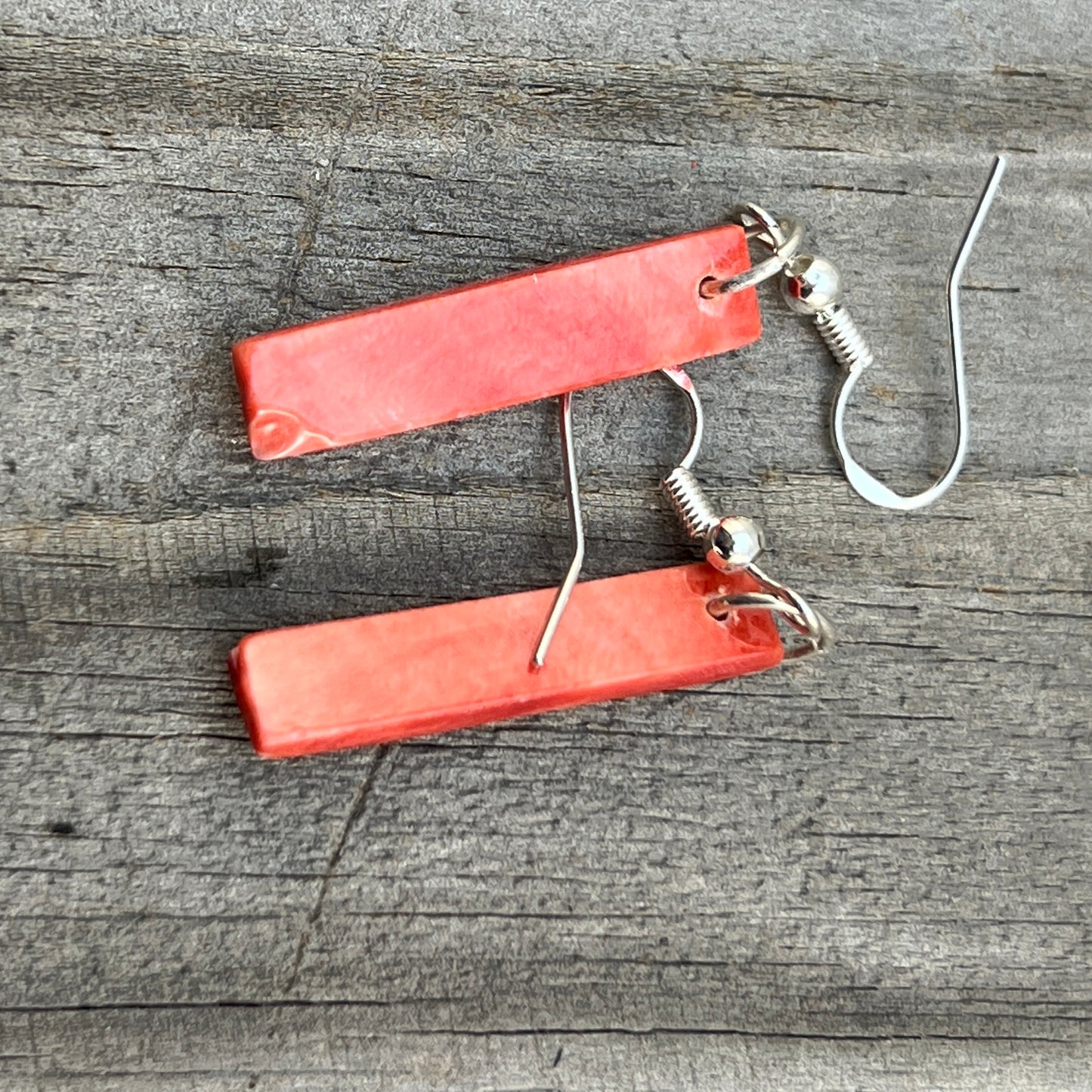 Red Spiney Oyster Shell Earrings Turquoise Zuni handmade Jesus Espino 679