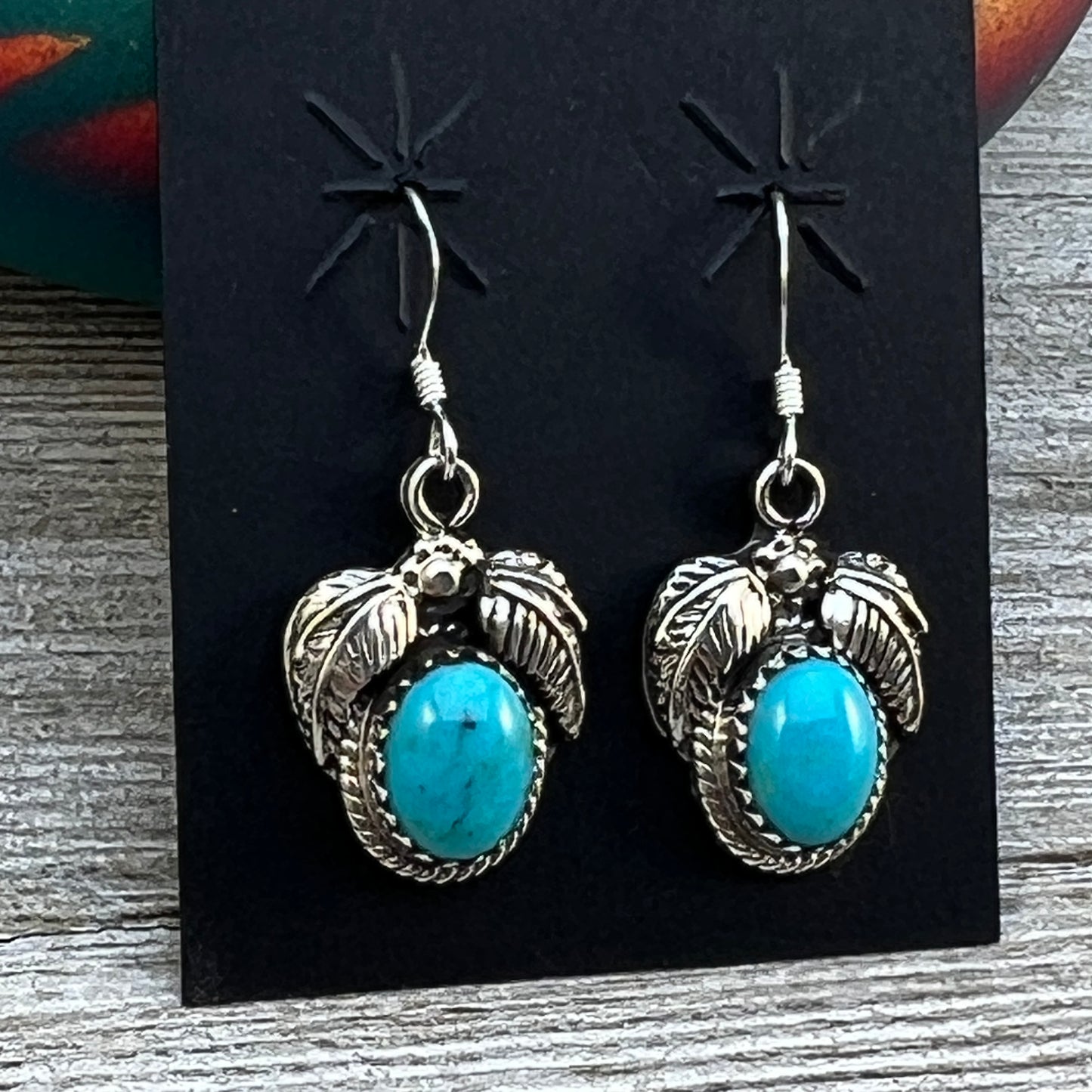Small Turquoise dangle earrings sterling silver turquoise Sharon McCarthy 418
