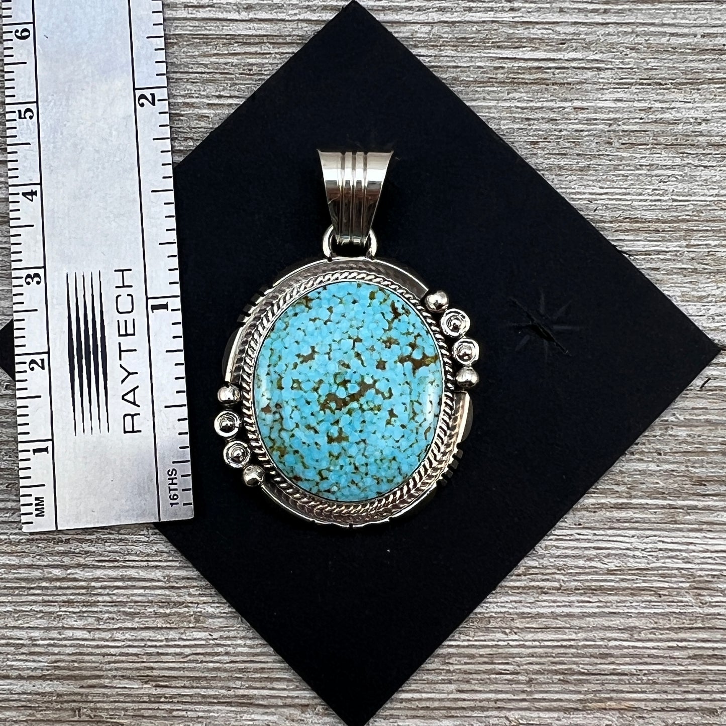 High Quality Blue Kingman Turquoise Pendant 4, Sterling Silver Daniel Benally