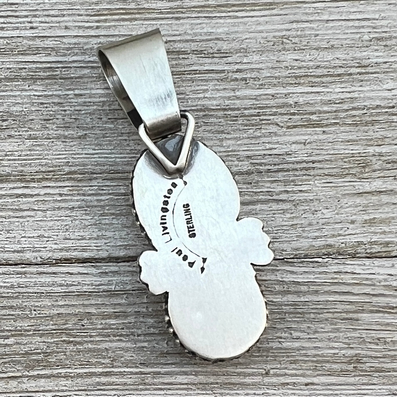 Natural Kingman Turquoise sterling silver pendant 7 Navajo Paul Livingston