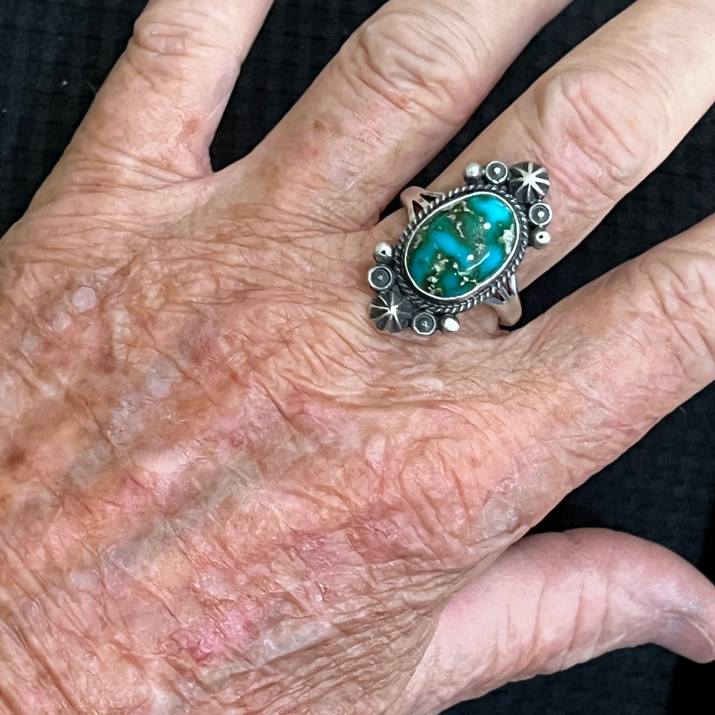 Size 10 Sonoran Gold turquoise sterling silver ring Maritta Benally 478