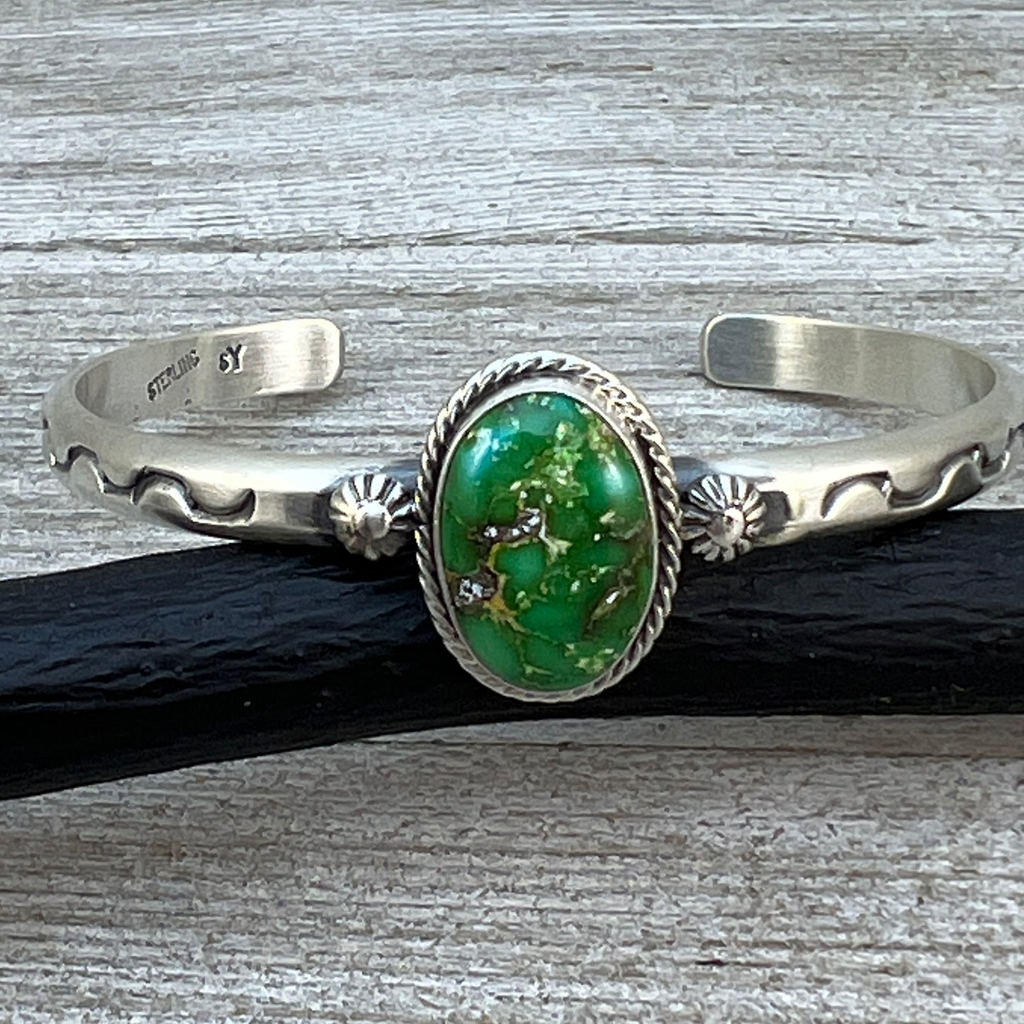 6 1/2" Sonoran Gold Turquoise Cuff Bracelet Navajo Samuel Yellowhair 466