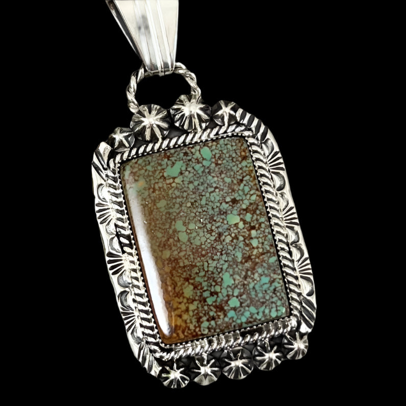 Nevada Spiderweb Turquoise Pendant by Navajo artist Rita Long sterling silver
