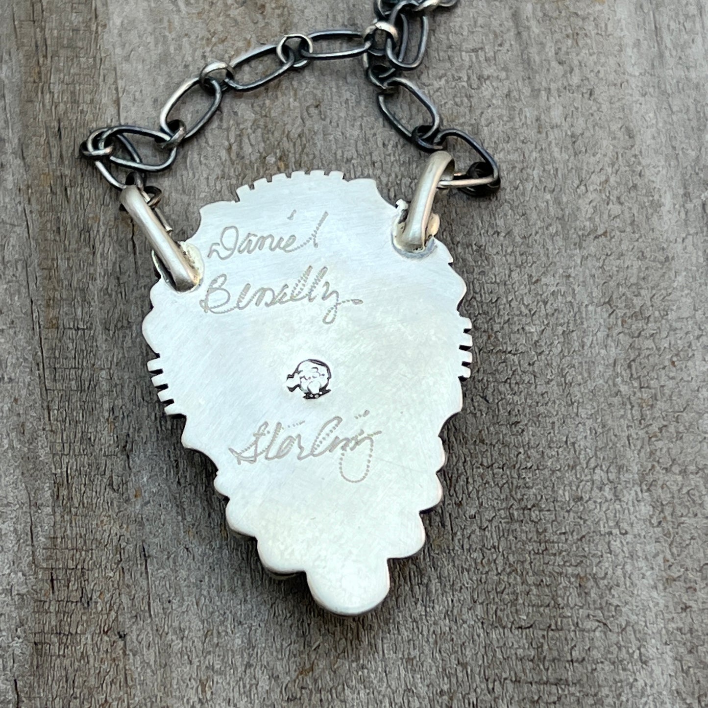 18" Kingman Spiderweb Turquoise Necklace Sterling silver Navajo Daniel Benally 597