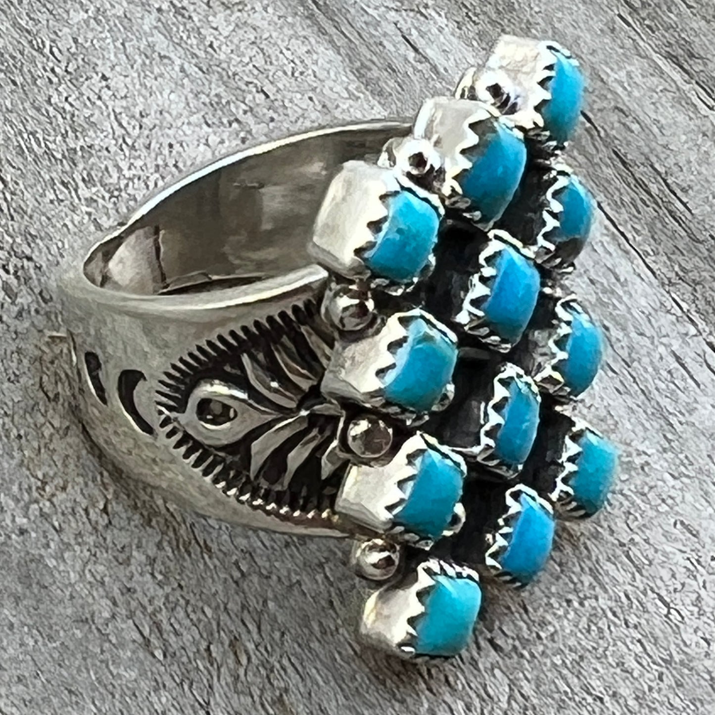 Size 9 Blue Kingman Turquoise Ring Sterling Silver handmade Verley Betone 544