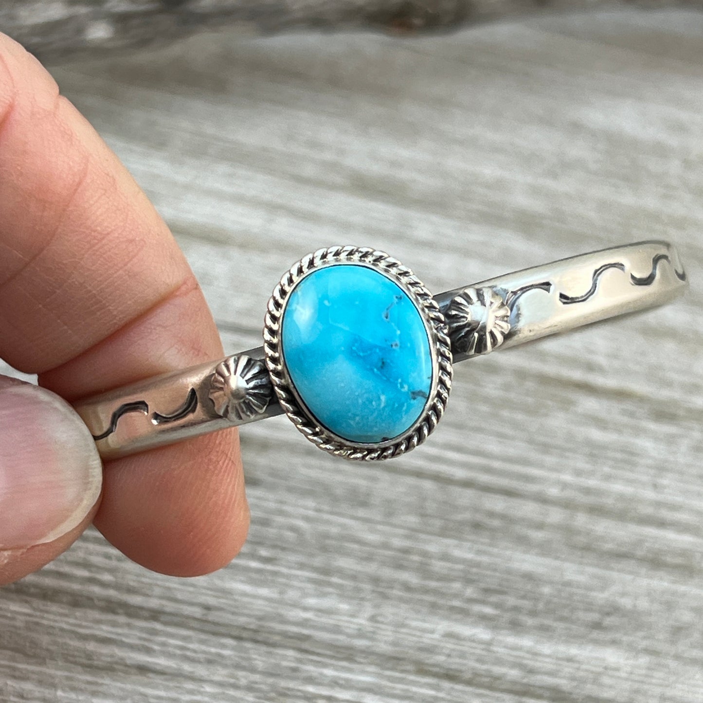 6.25 6.5 6.75 Kingman Turquoise stacker Cuff bracelet #10 Sterling Silver Samuel Yellowhair