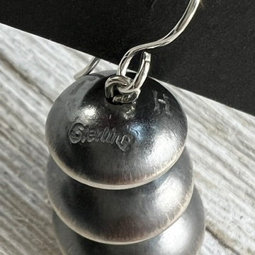 Handmade Sterling silver Navajo Pearls Earrings by Navajo artist, Tonisha Haley, signed