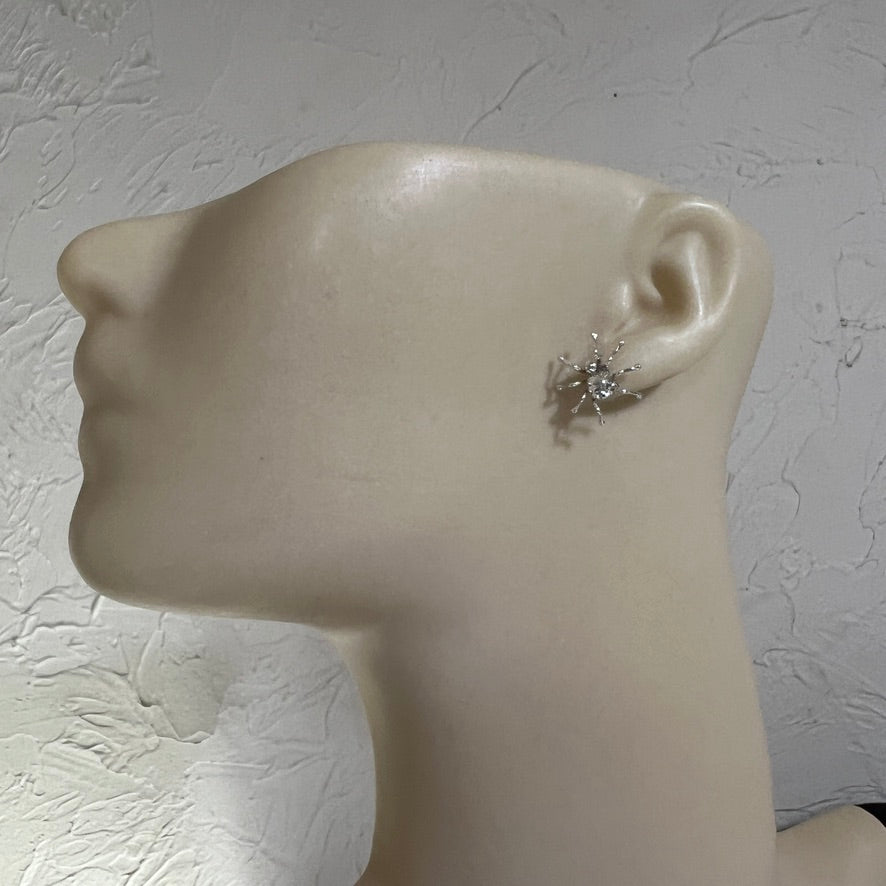 Small Spider Stud post Earrings, sterling silver, Navajo handmade Effie Garfield