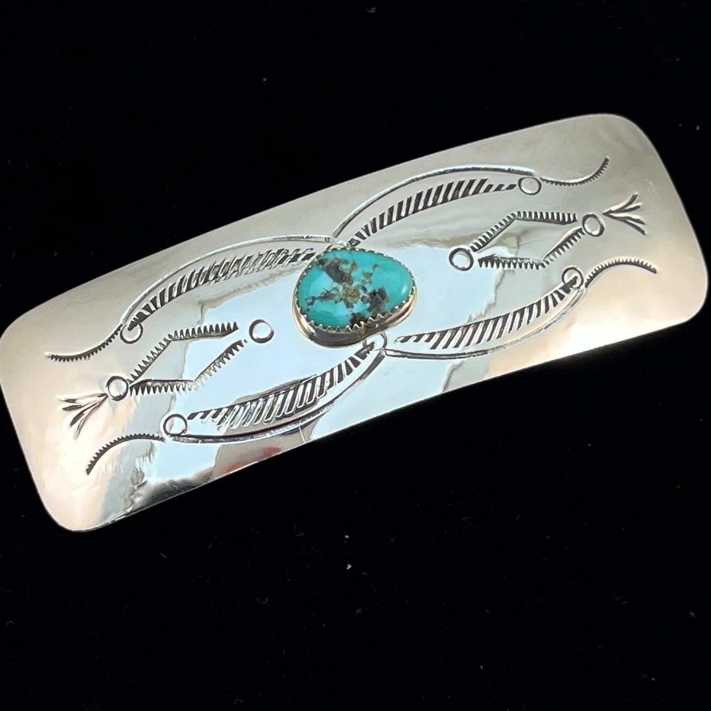 Sterling silver Turquoise Hair Barrette Navajo Jolene Begay 464