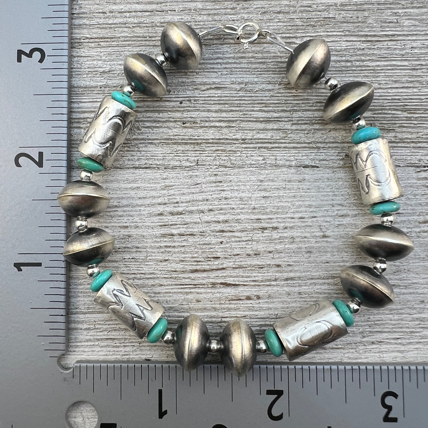 Handmade Navajo Pearls, beads bracelet earring set sterling silver Sharon Cooley