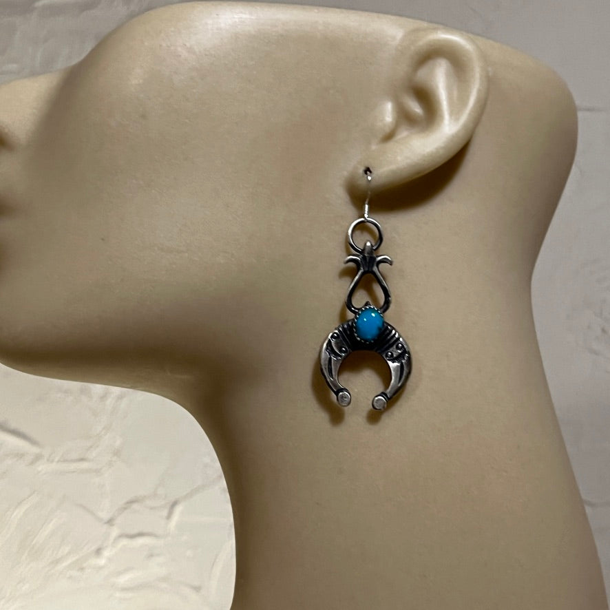 Tufa cast Naja earrings, sterling silver turquoise Navajo Eva & Linberg Billah 2