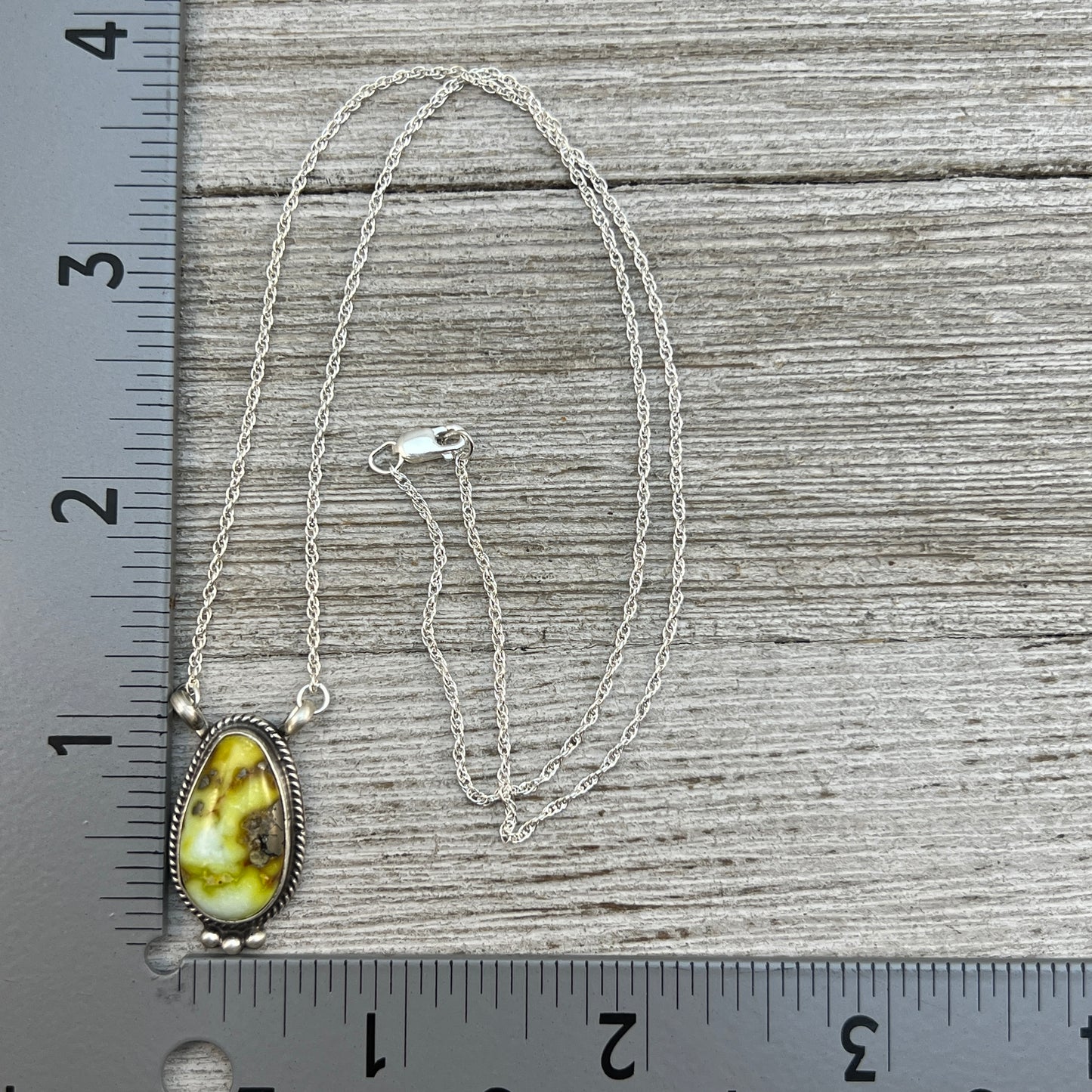 18 1/2" Palomino Variscite Sterling silver Necklace Navajo handmade Sharon McCarthy