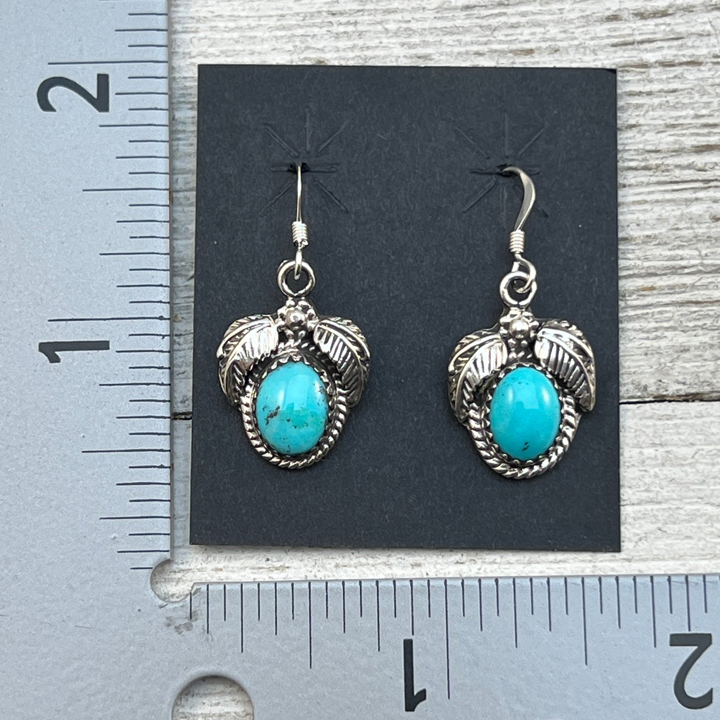 Small Turquoise dangle earrings sterling silver turquoise Sharon McCarthy 416