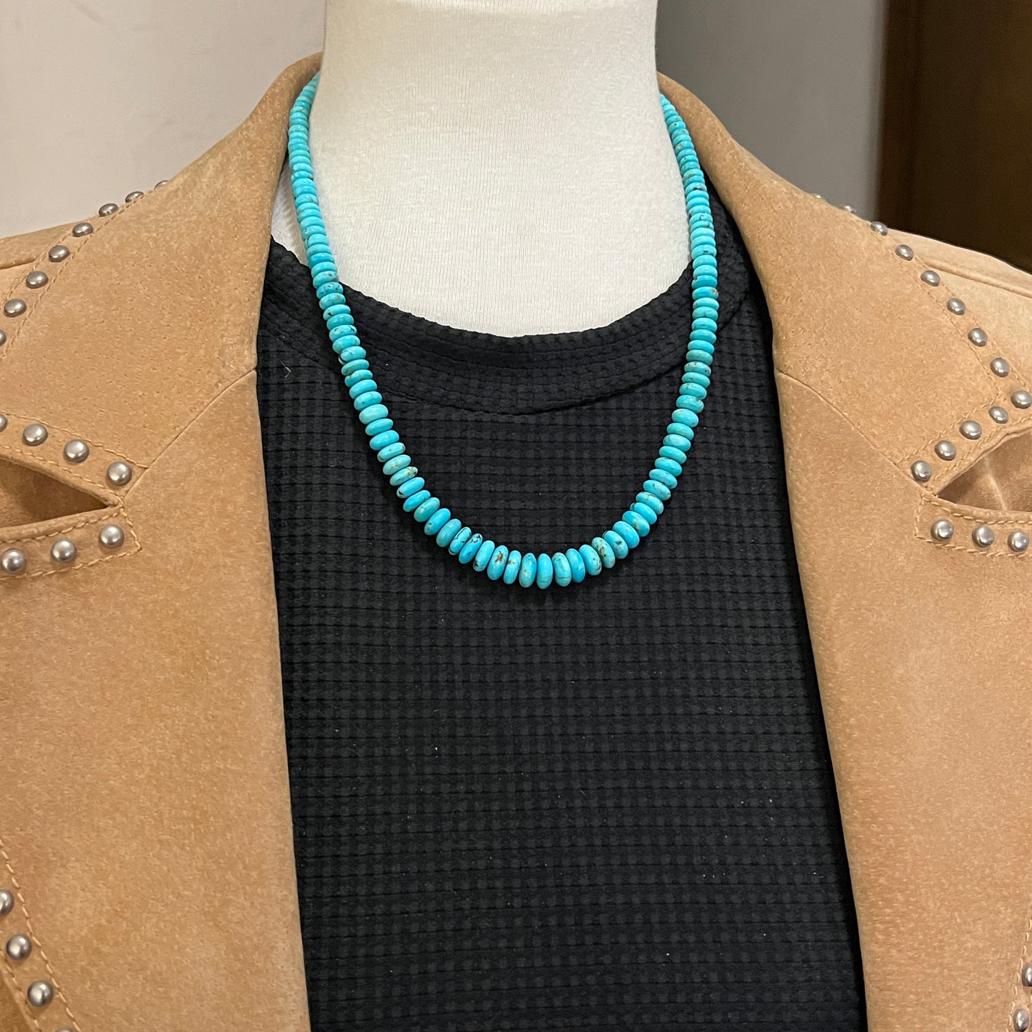 19 1/2" Blue Kingman Turquoise graduated rondelle bead necklace