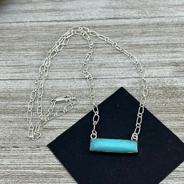20" Small blue turquoise bar necklace Navajo handmade Arlene Lewis 3