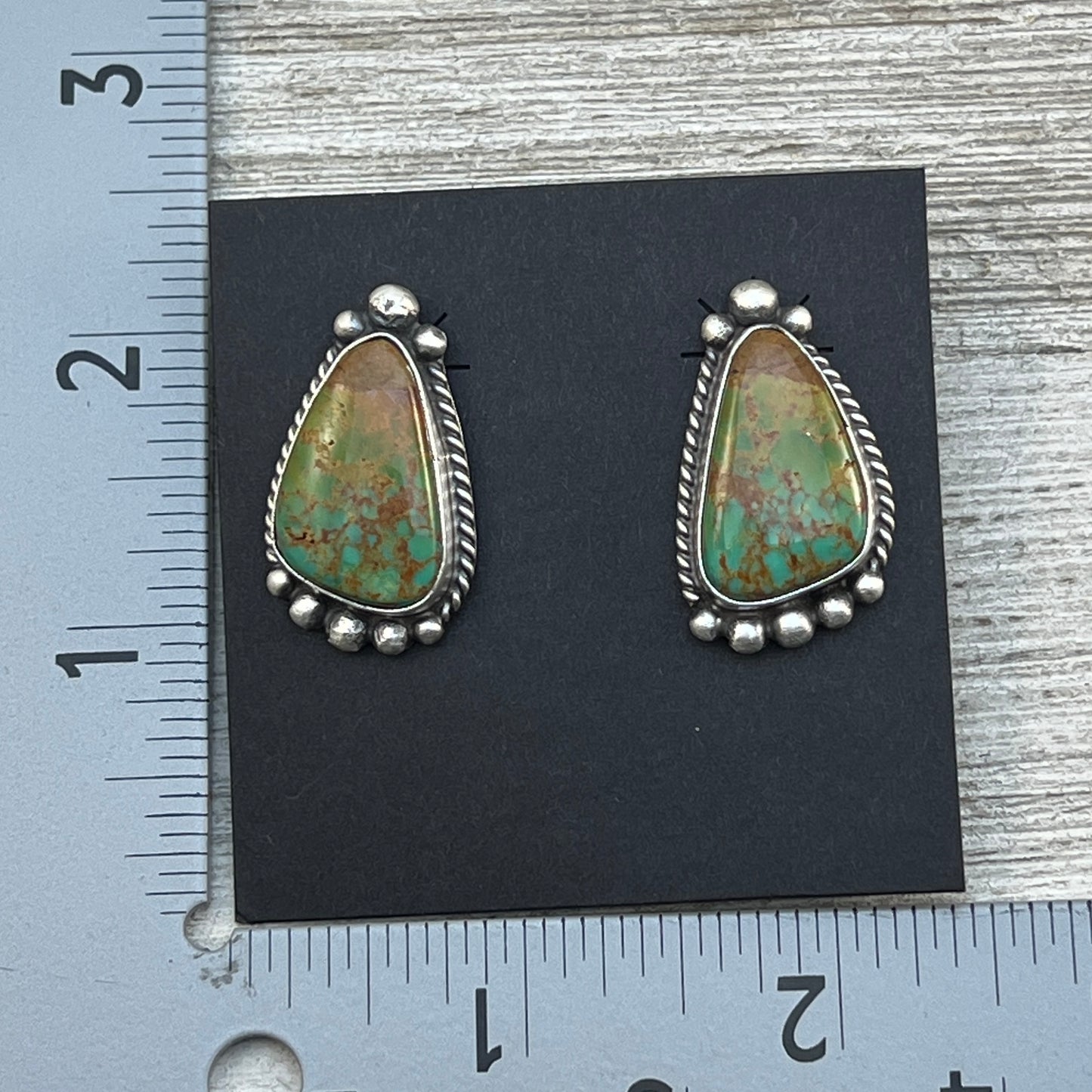Green Royston Turquoise stud earrings sterling silver Elouise Kee
