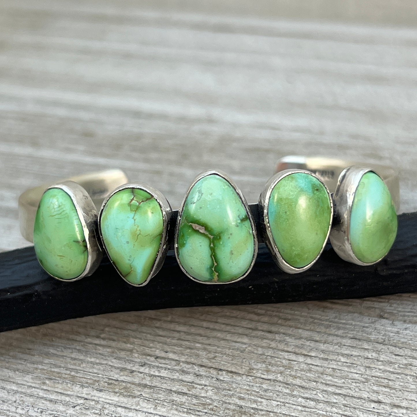 6 1/4" Sonoran Gold Turquoise Cuff Bracelet Sterling silver Navajo Tom Lewis boho