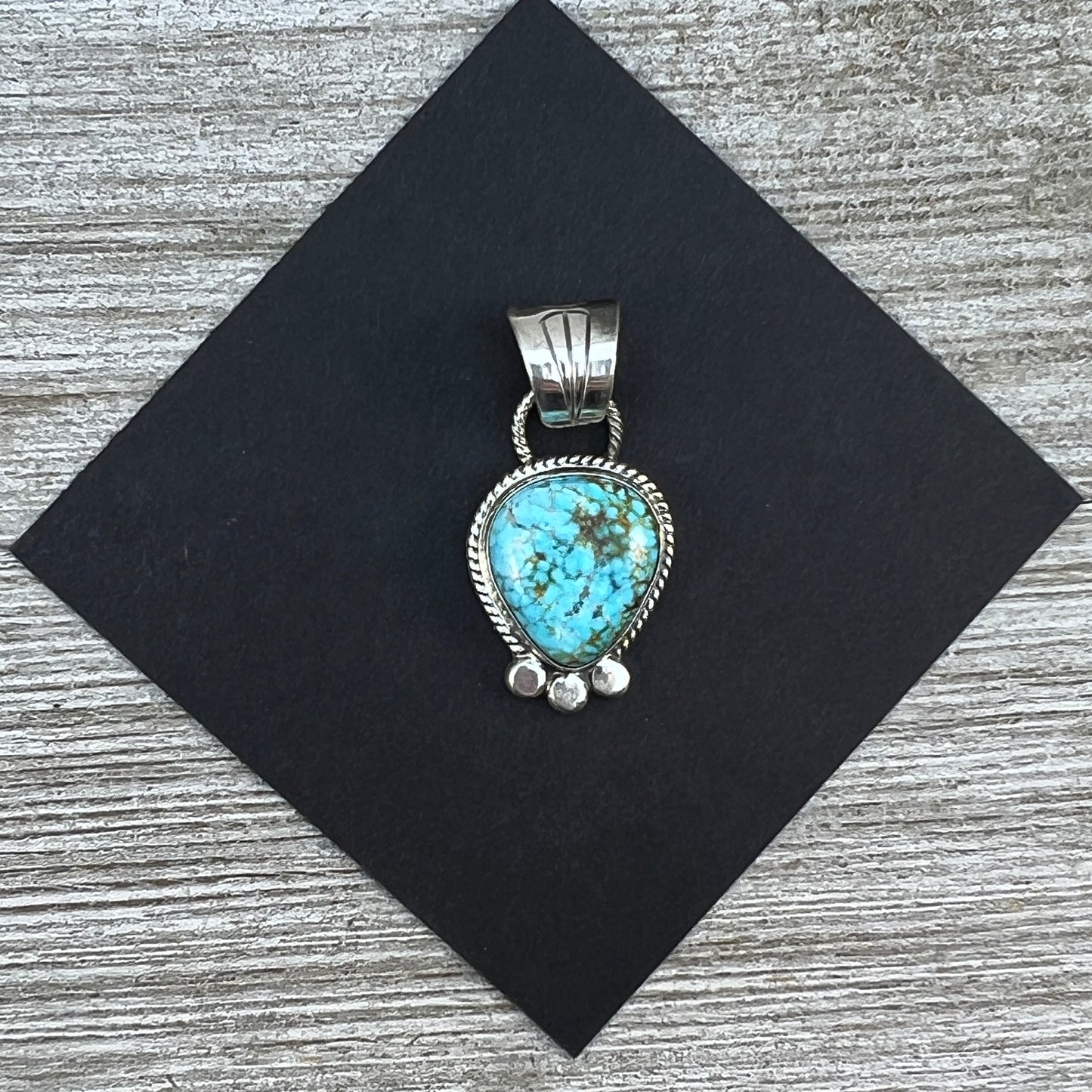 Blue Kingman Turquoise pendant Navajo handmade Sharon McCarthy Sterling Silver 19