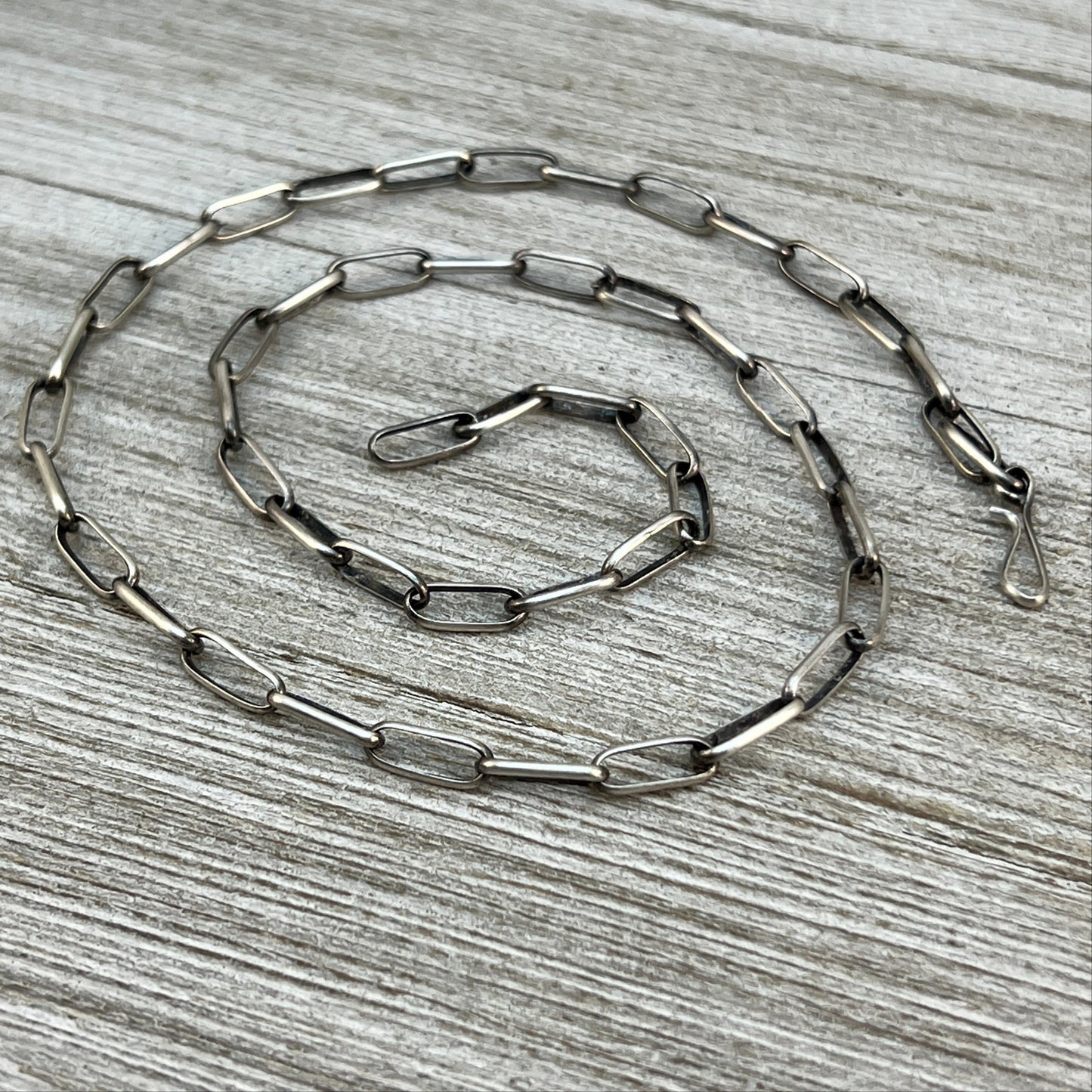 16" Sterling Silver Navajo Handmade Paper Clip Link Chain necklace Sally Shurley