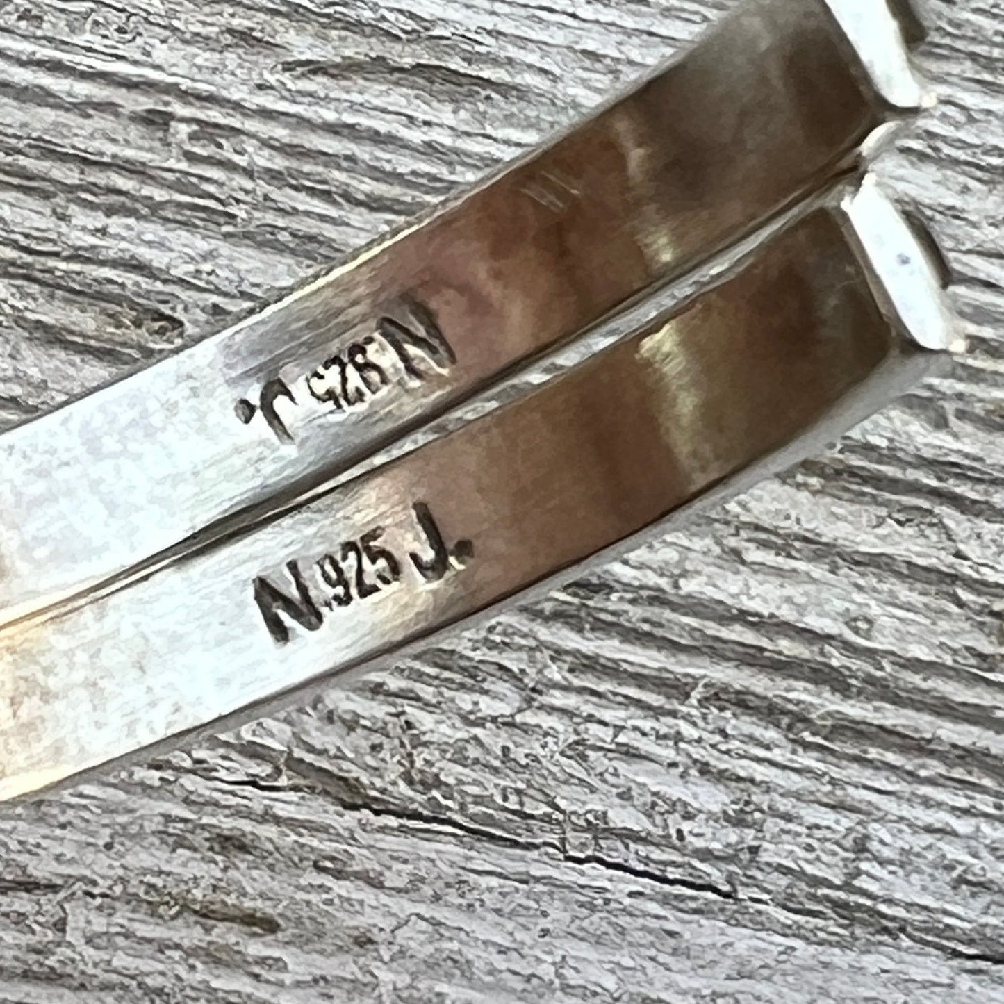 Small thin White Buffalo 1" lightweight hoop earrings Sterling silver Nathaniel Cynthia Johnson