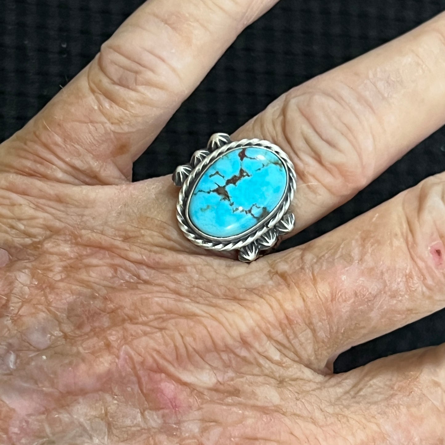 Size 7 Blue Kingman Turquoise Sterling Silver Ring Samuel Yellowhair Navajo