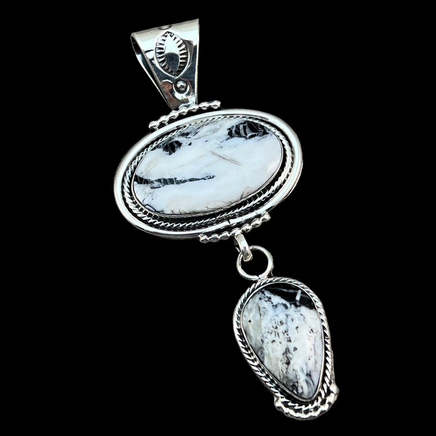 White Buffalo Pendant Sterling silver Navajo Handmade Mike Smith 517