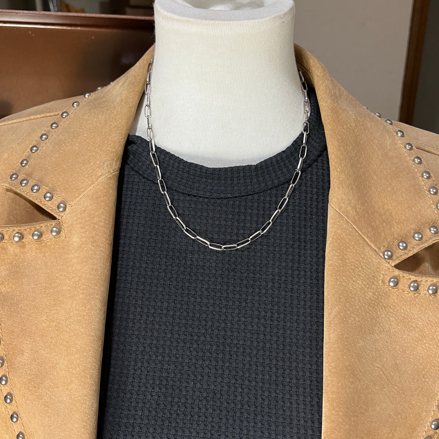 18" Sterling Silver Navajo Handmade Paper Clip Link Chain necklace Sally Shurley CH18