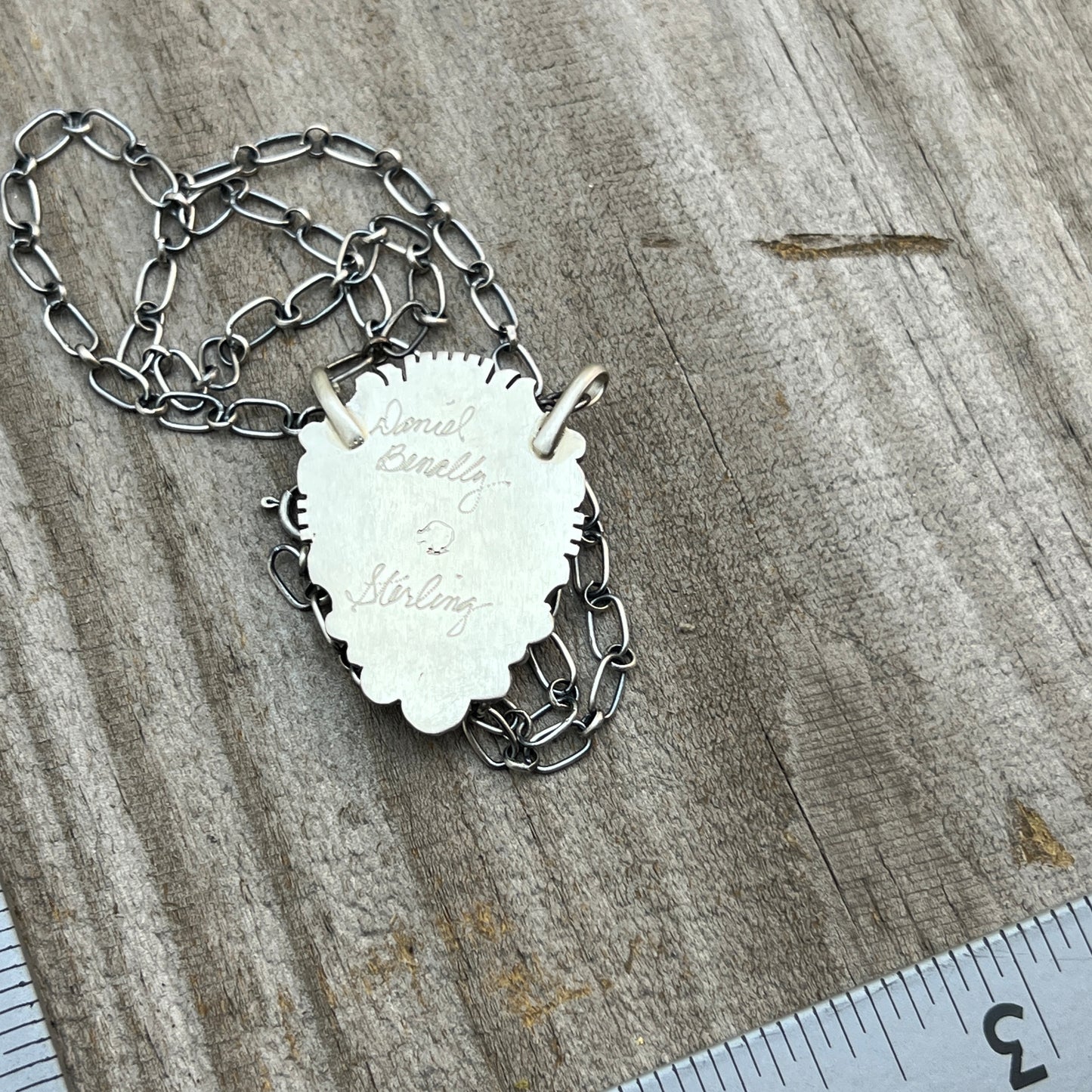 18" Kingman Spiderweb Turquoise Necklace Sterling silver Navajo Daniel Benally 602