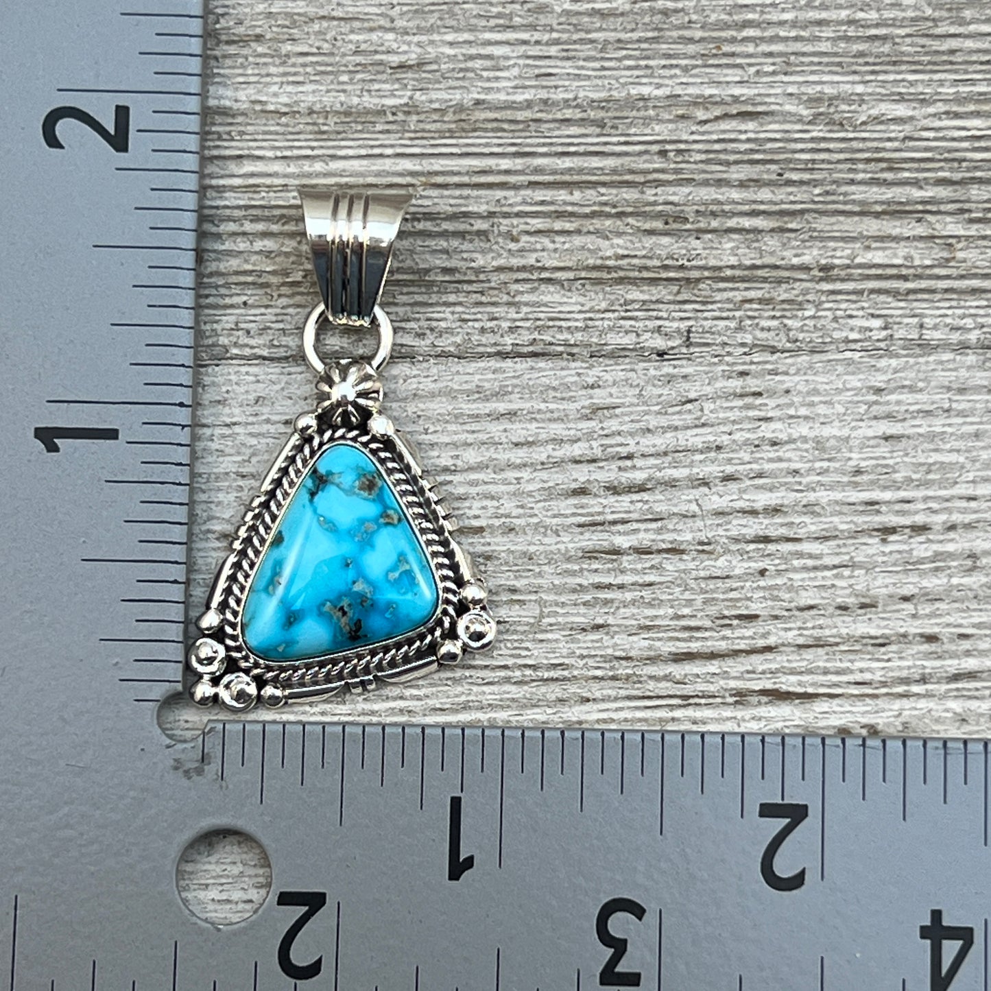 Blue Kingman Turquoise Pendant Navajo handmade Daniel Benally sterling silver