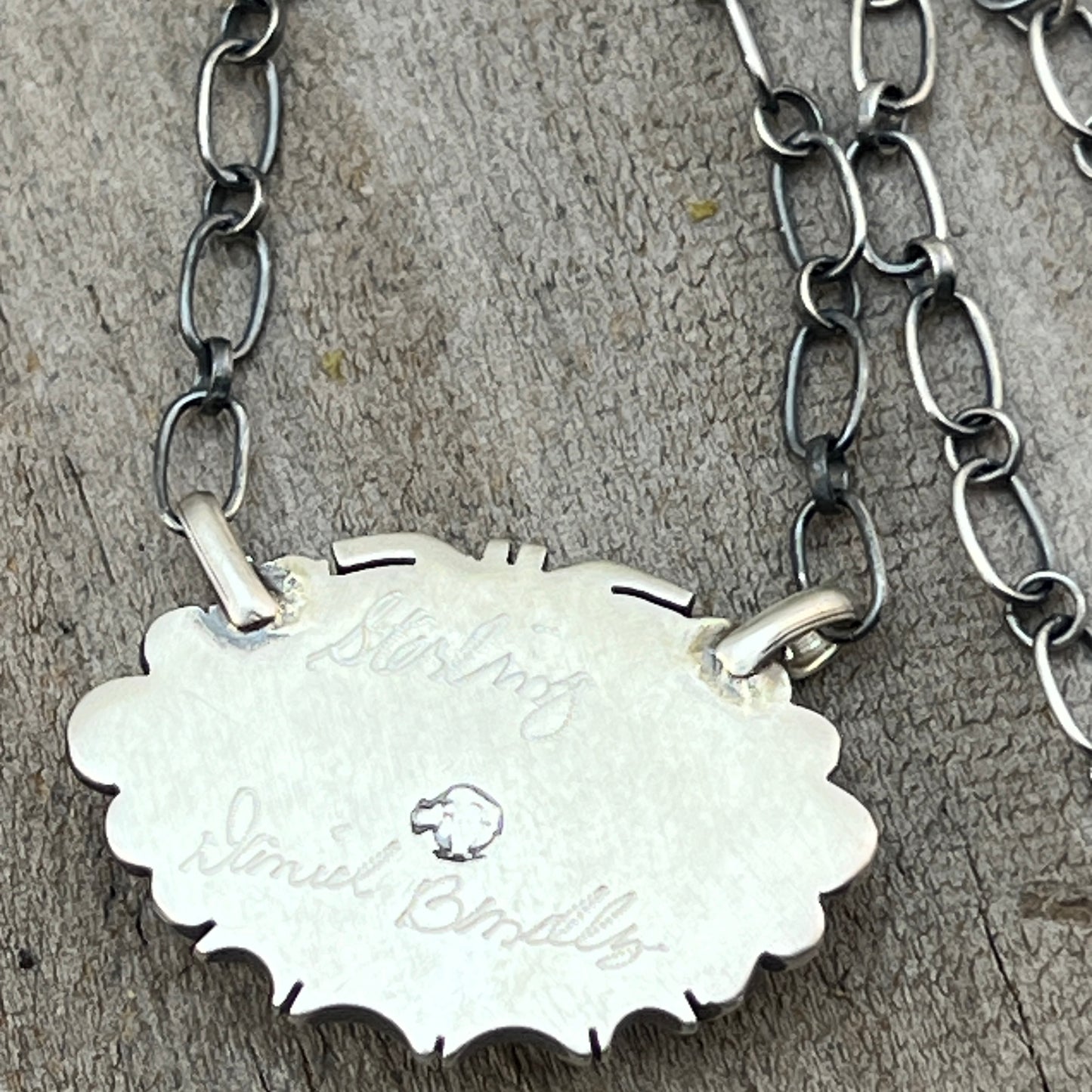 18" Blue Kingman Turquoise Necklace Sterling silver Navajo Daniel Benally 584