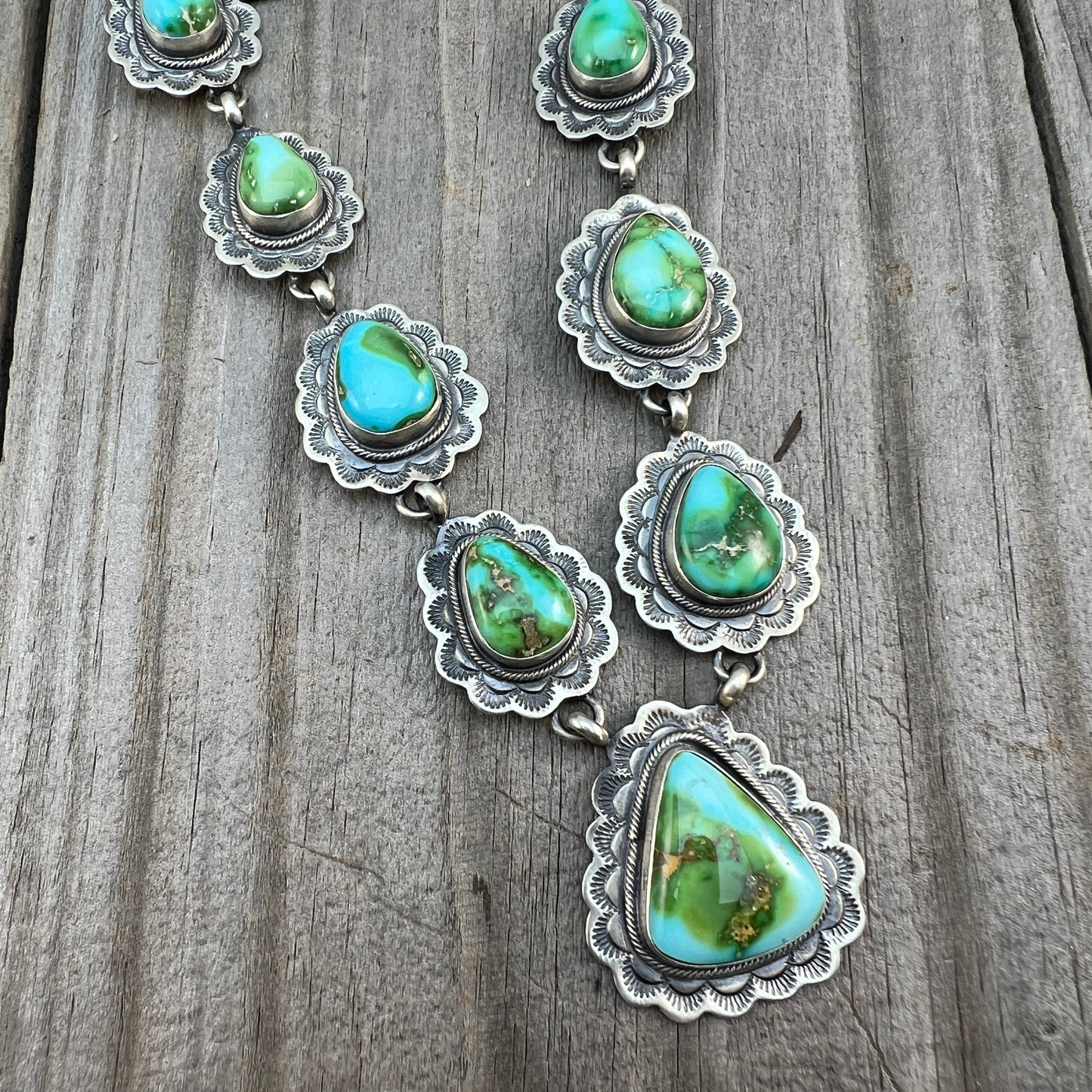 High quality Sonoran Polychrome Turquoise 19 1/2" necklace earrings set Bobby Johnson 703