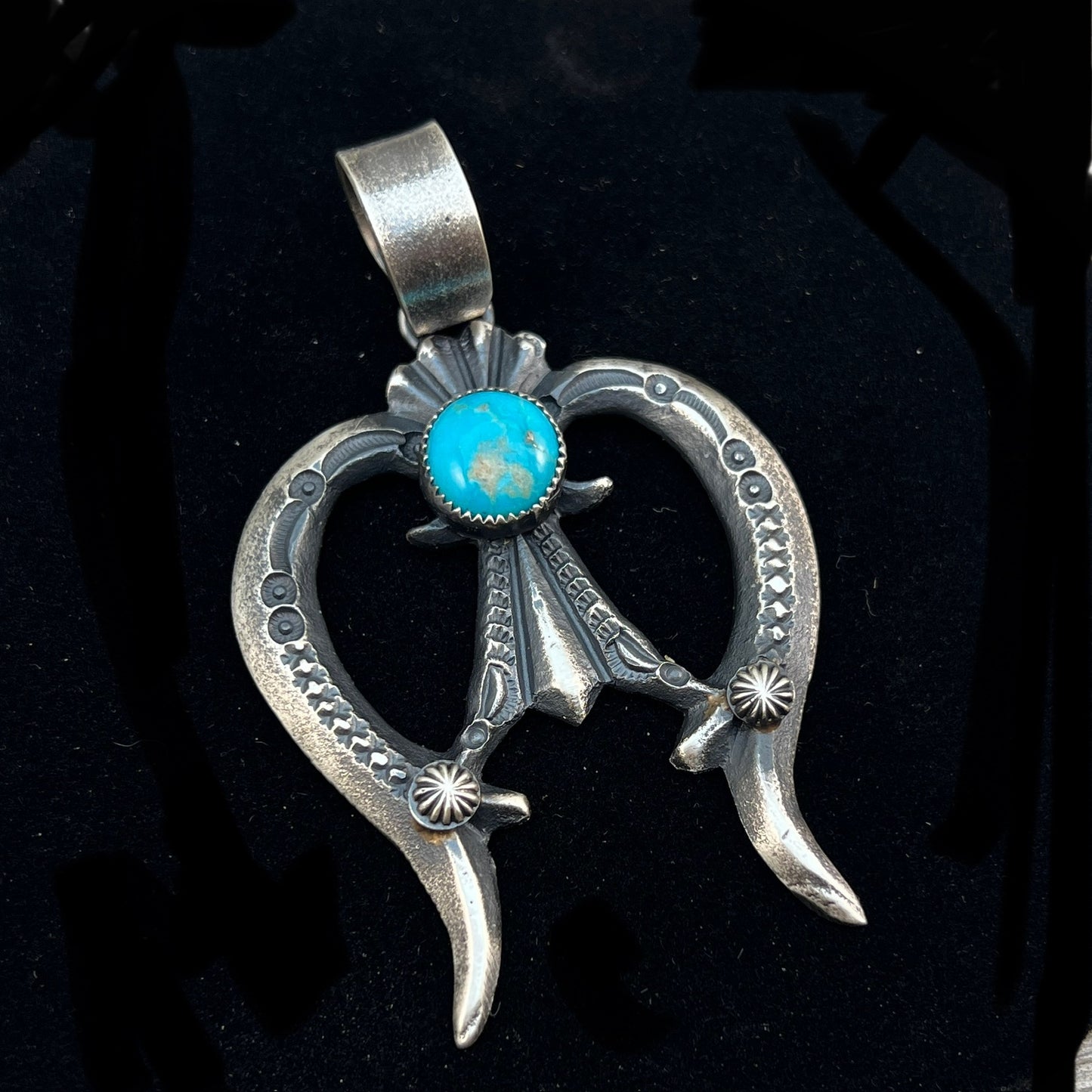 Tufa Cast Naja pendant sterling silver turquoise Navajo Eva and Linberg Billah 4