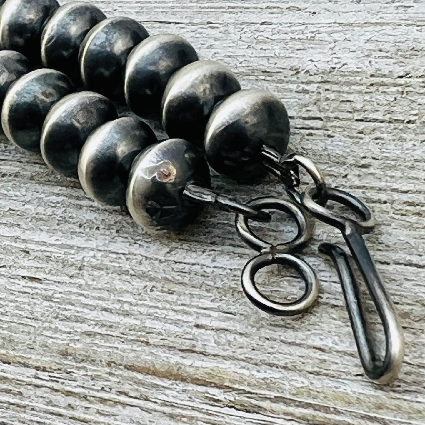 21 1/2" Sterling silver Navajo Squash Blossom necklace Preston Haley signed handmade beads