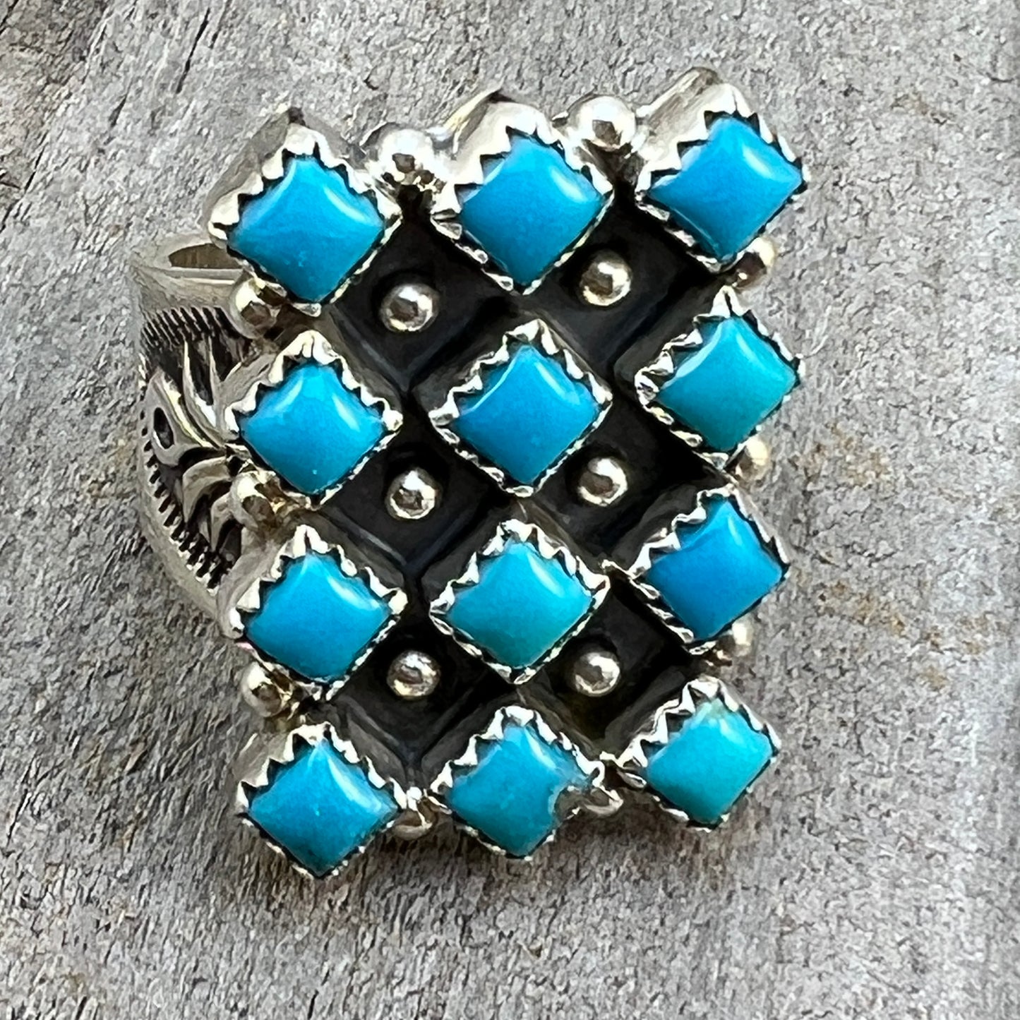 Size 9 Blue Kingman Turquoise Ring Sterling Silver handmade Verley Betone 548