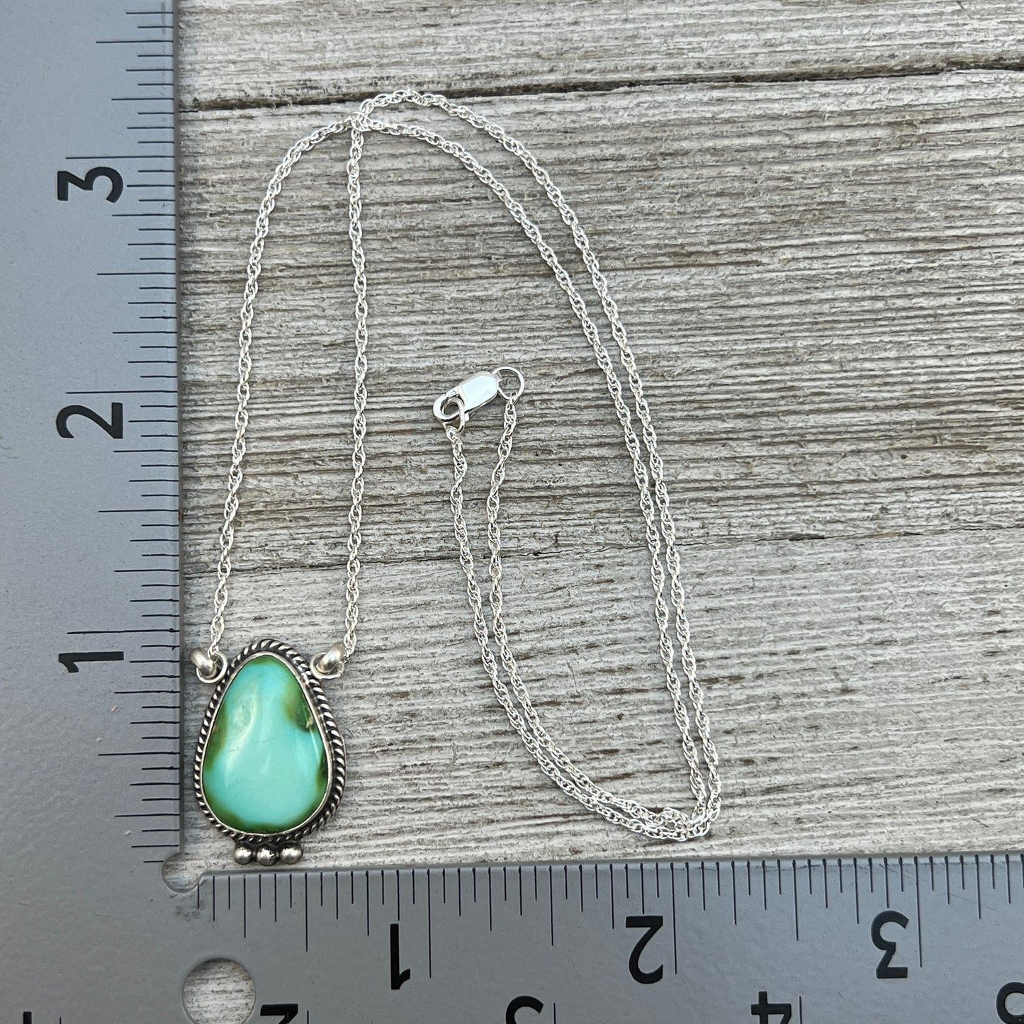 18 1/2" Sonoran Gold Turquoise Sterling silver Necklace Navajo handmade Sharon McCarthy