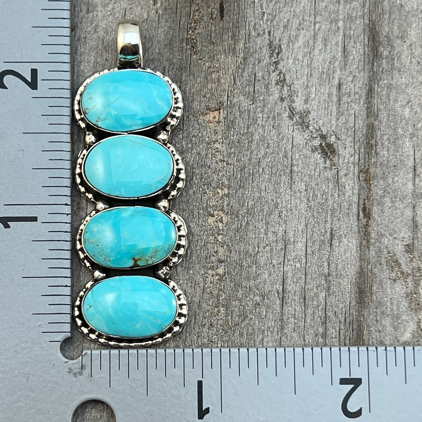 Turquoise vertical bar Pendant Sterling silver Navajo handmade Marie Bahe 535