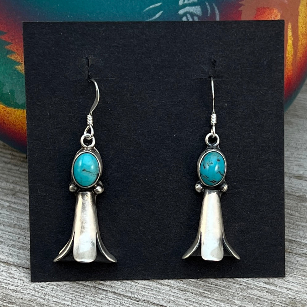 Squash Blossom Dangle Earrings 1 Turquoise sterling silver Robinson Martinez