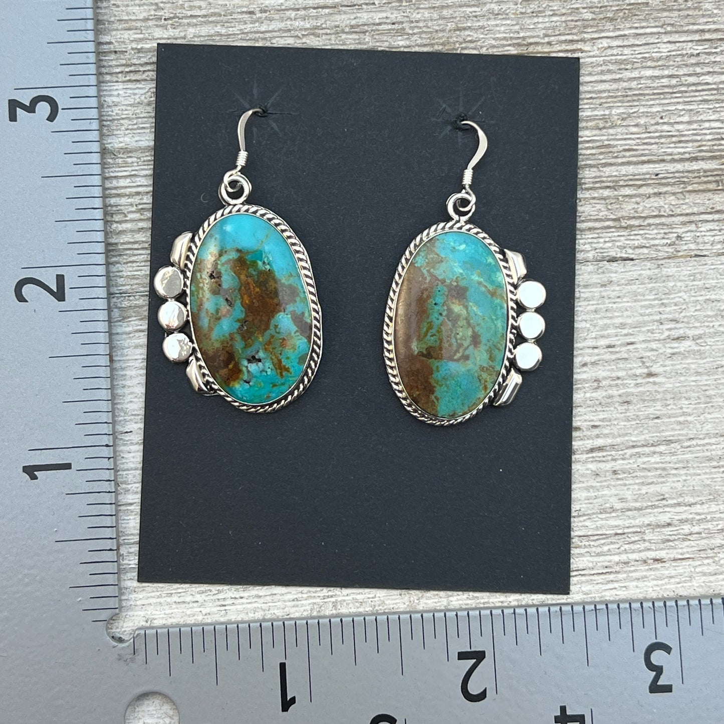 Turquoise Dangle Earrings sterling silver Navajo Leroy Silversmith