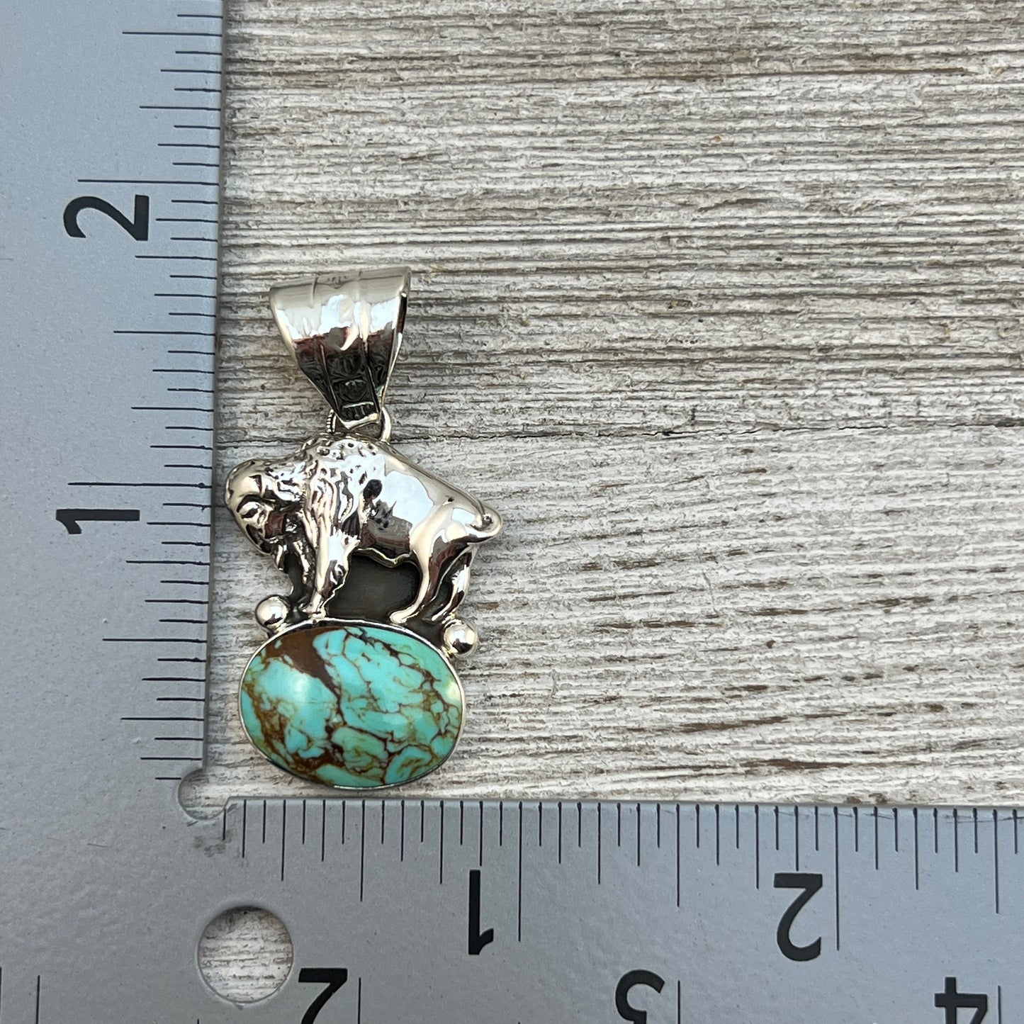 Turquoise Buffalo Pendant Navajo Arthur Bruggeman sterling silver men women