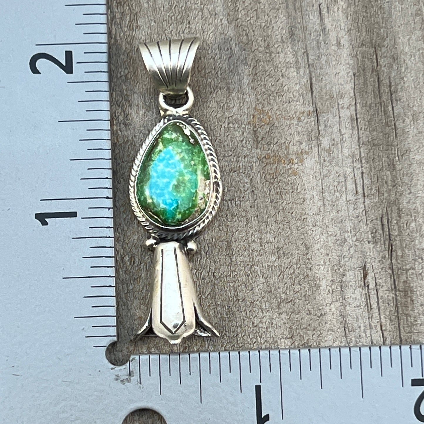 Sonoran Gold Turquoise Squash Blossom Pendant Adrienne Gordon Sterling Silver 506