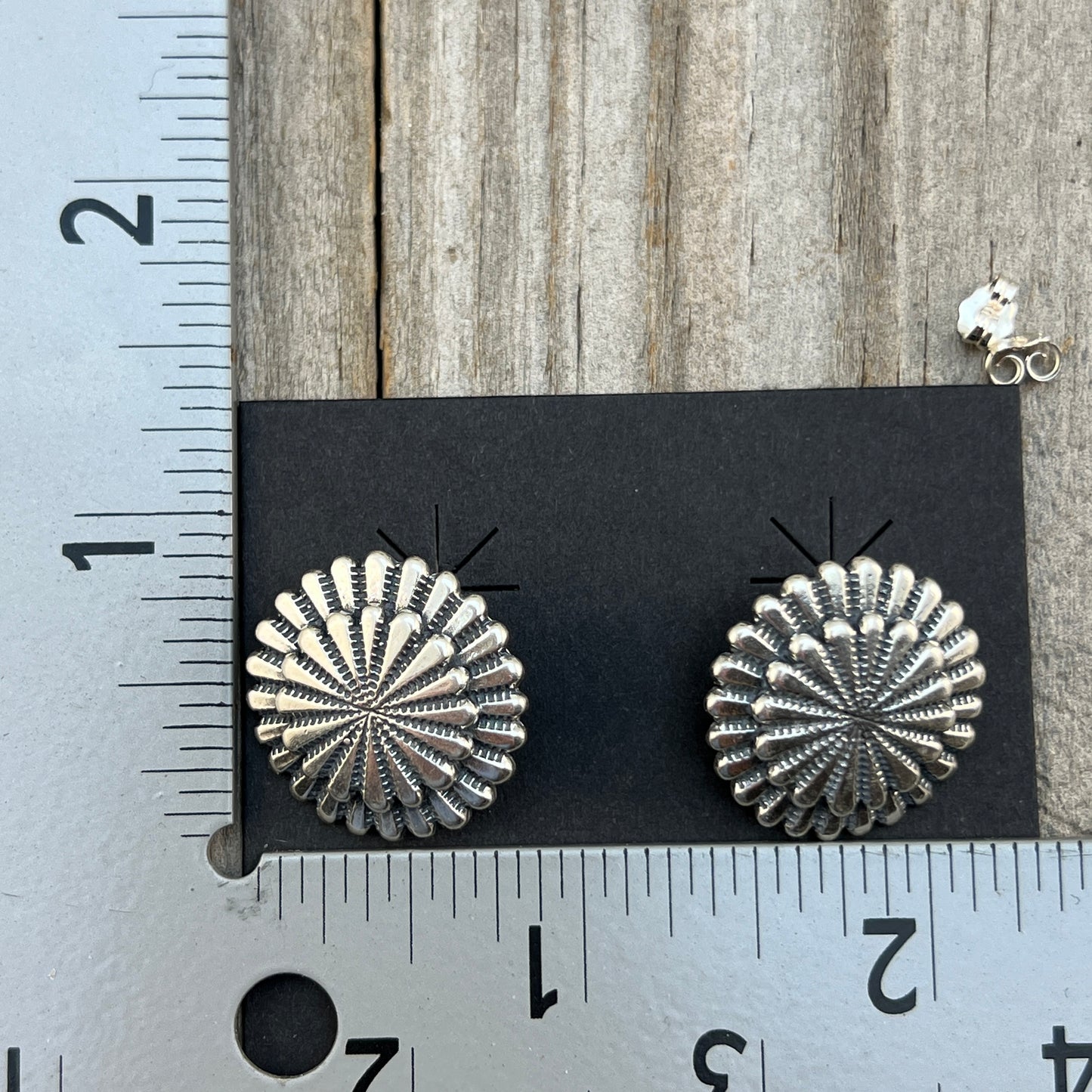 3/4" concho earrings Sterling silver Rita Largo 664