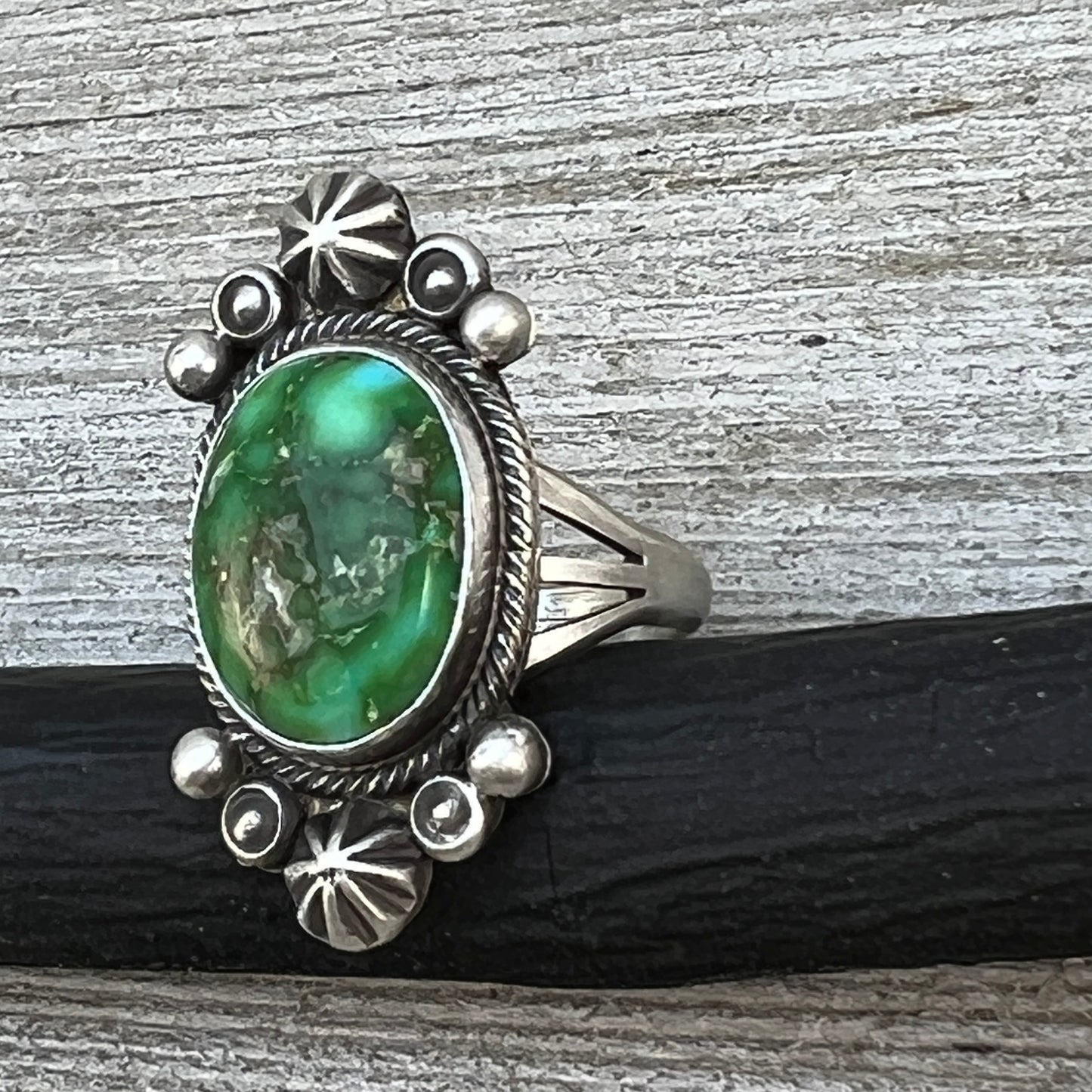 Size 7 Sonoran Gold turquoise sterling silver ring Maritta Benally 486