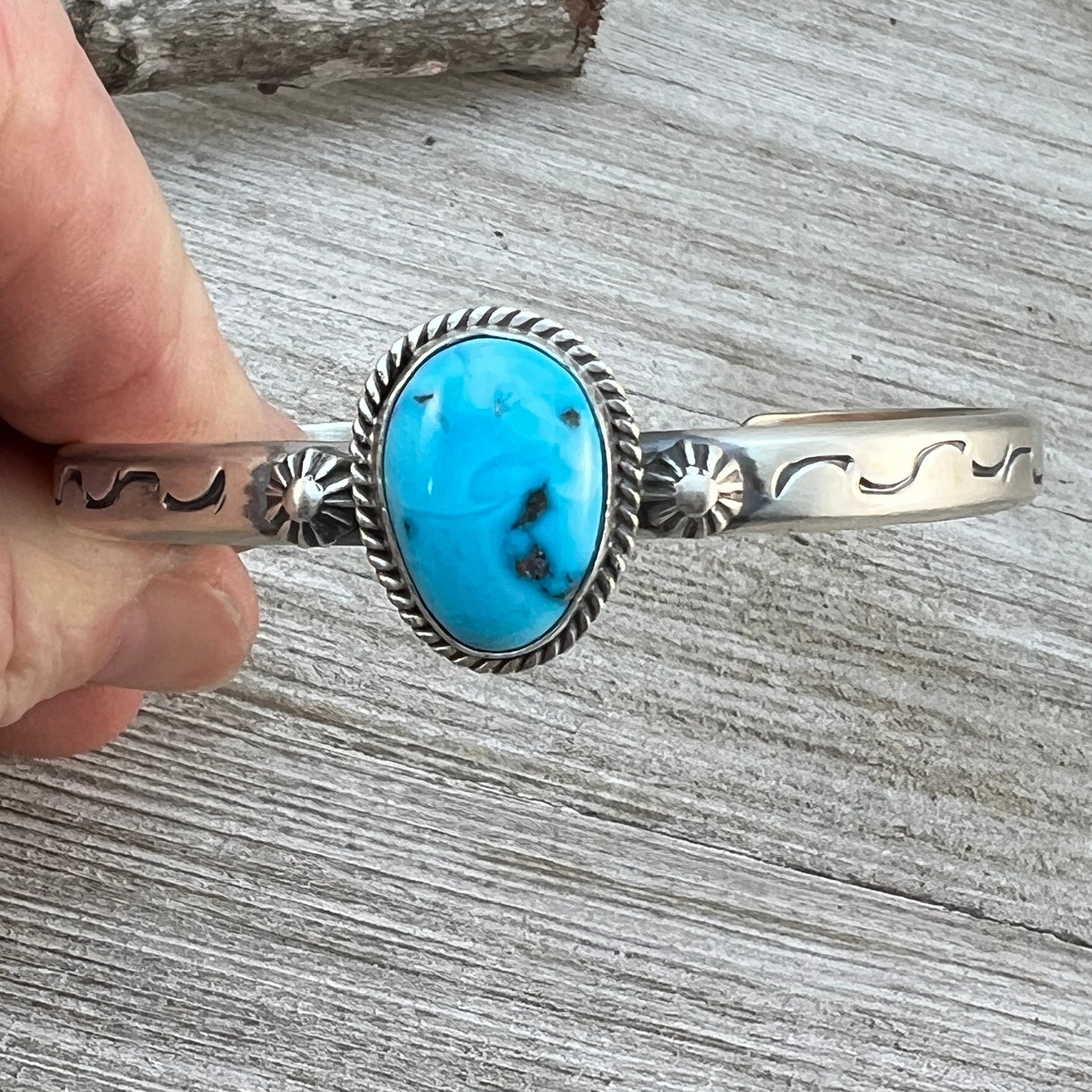 6.25 6.5 6.75 Kingman Turquoise stacker Cuff bracelet #2 Sterling Silver Samuel Yellowhair